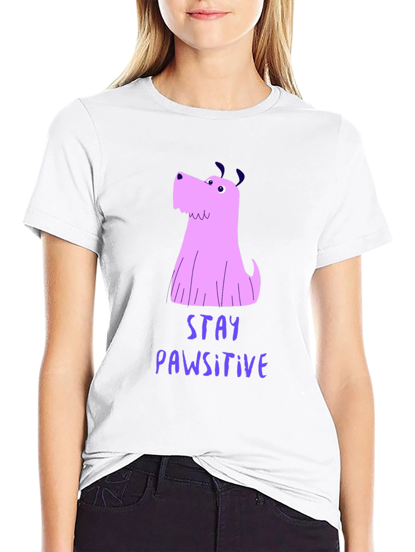 Stay Pawsitive Graphic Tee - Black