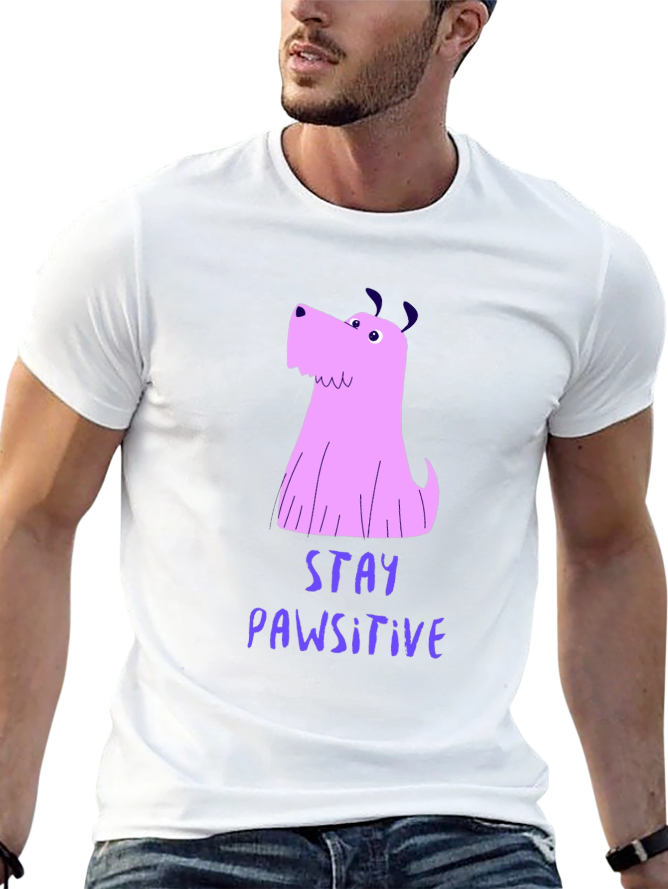 Stay Pawsitive Graphic Tee - Black