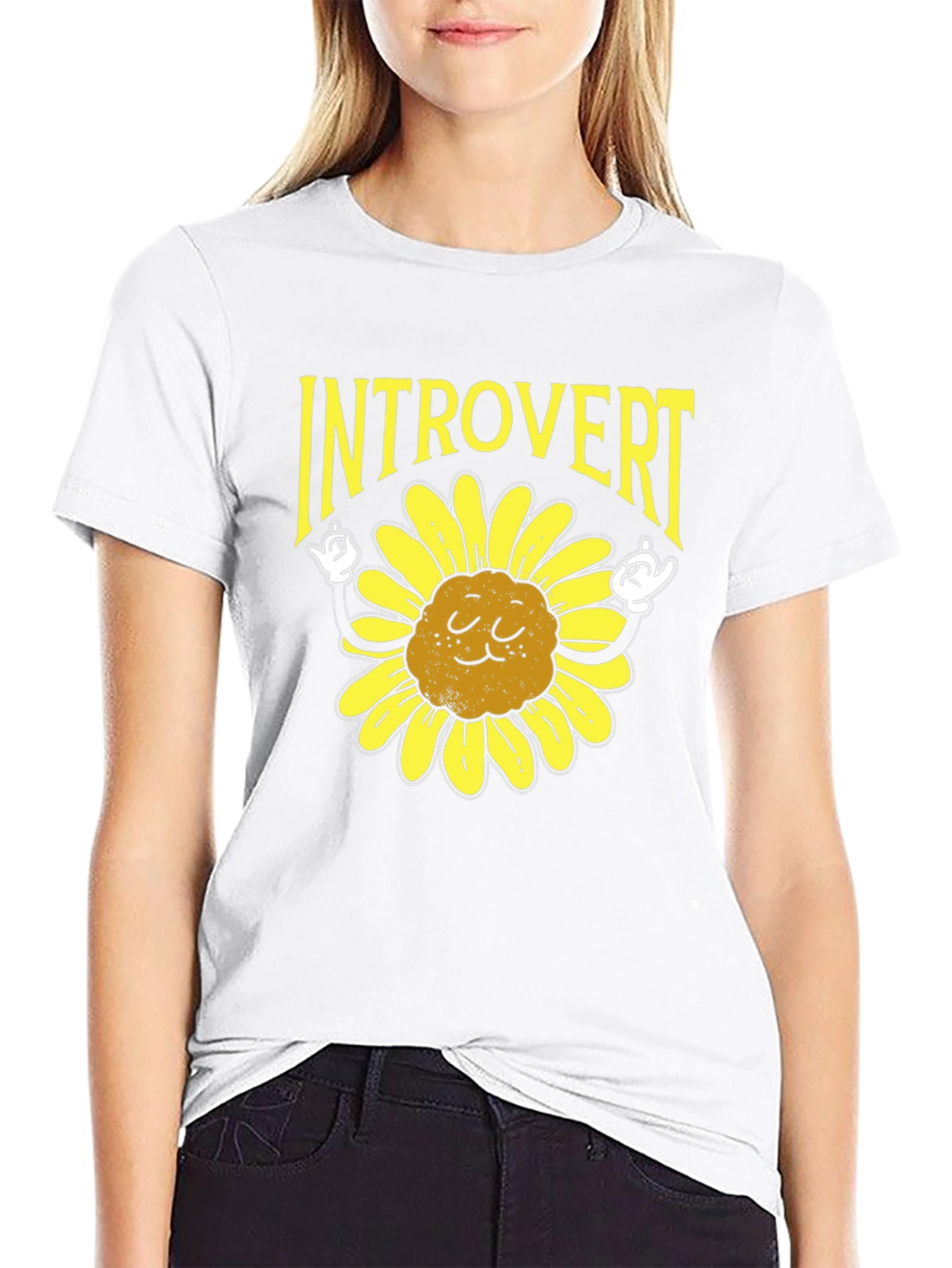 Introvert Sunflower Graphic Tee - Soft Cotton Comfort