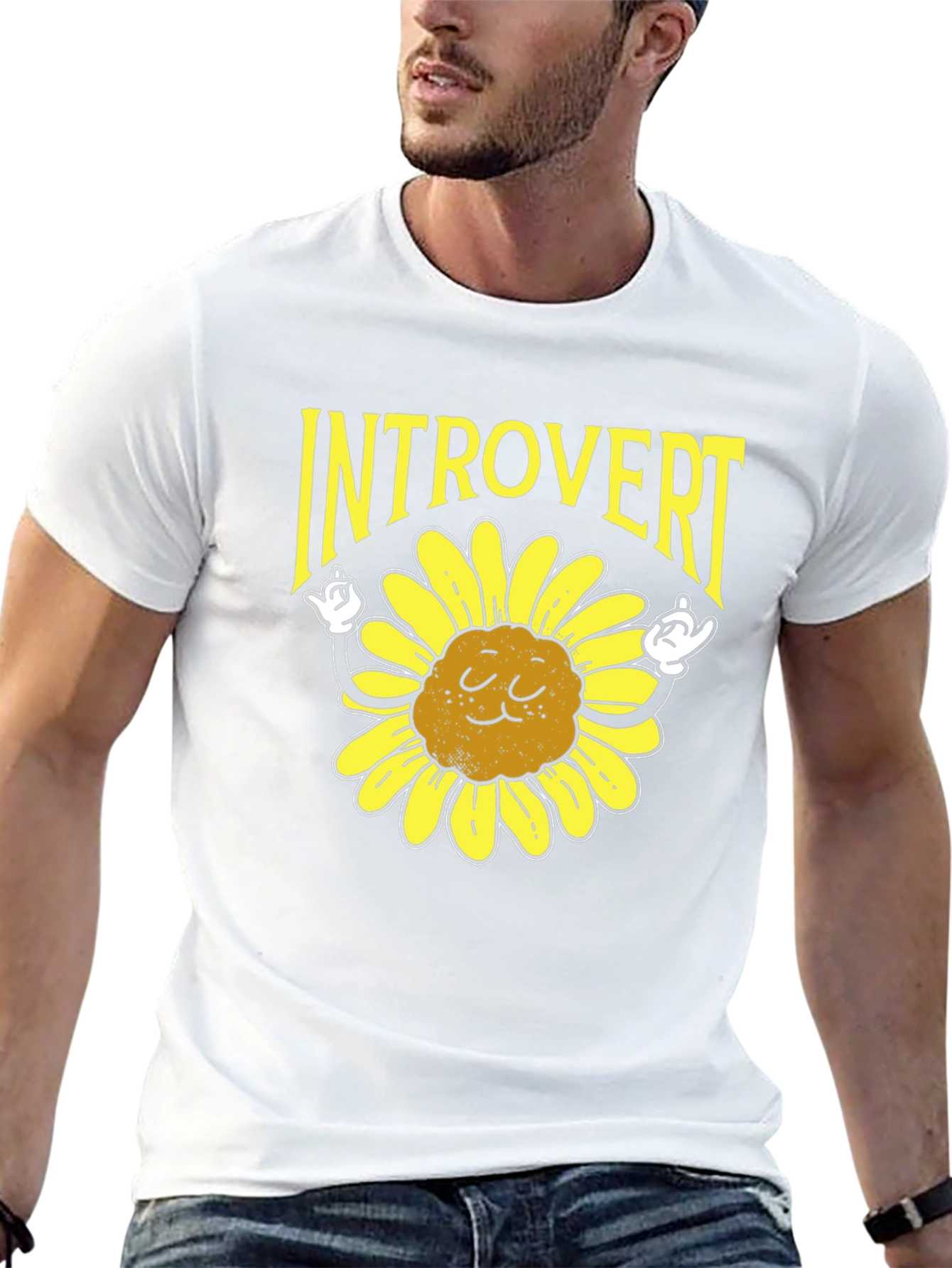 Introvert Sunflower Graphic Tee - Soft Cotton Comfort
