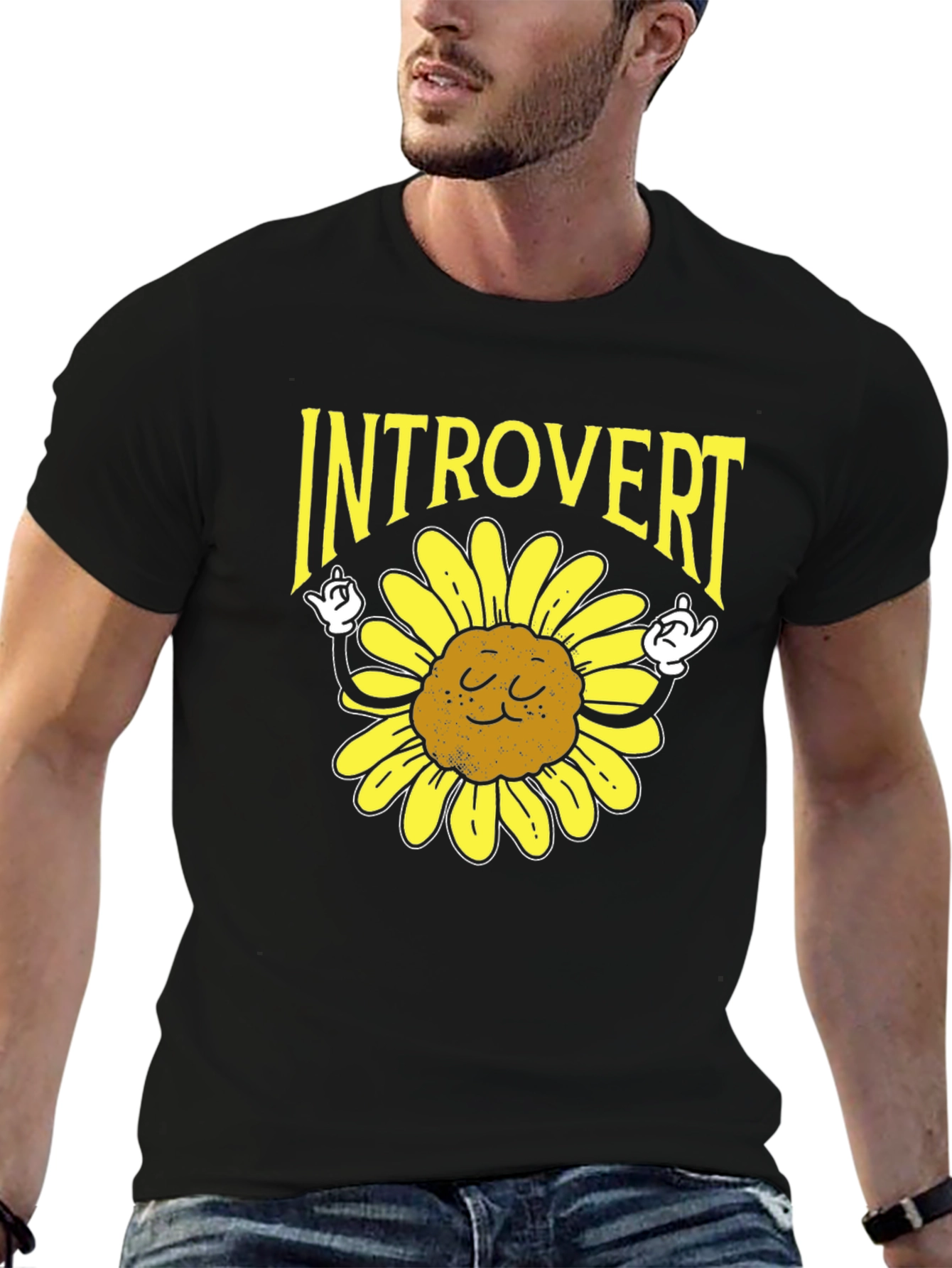 Introvert Sunflower Graphic Tee - Soft Cotton Comfort