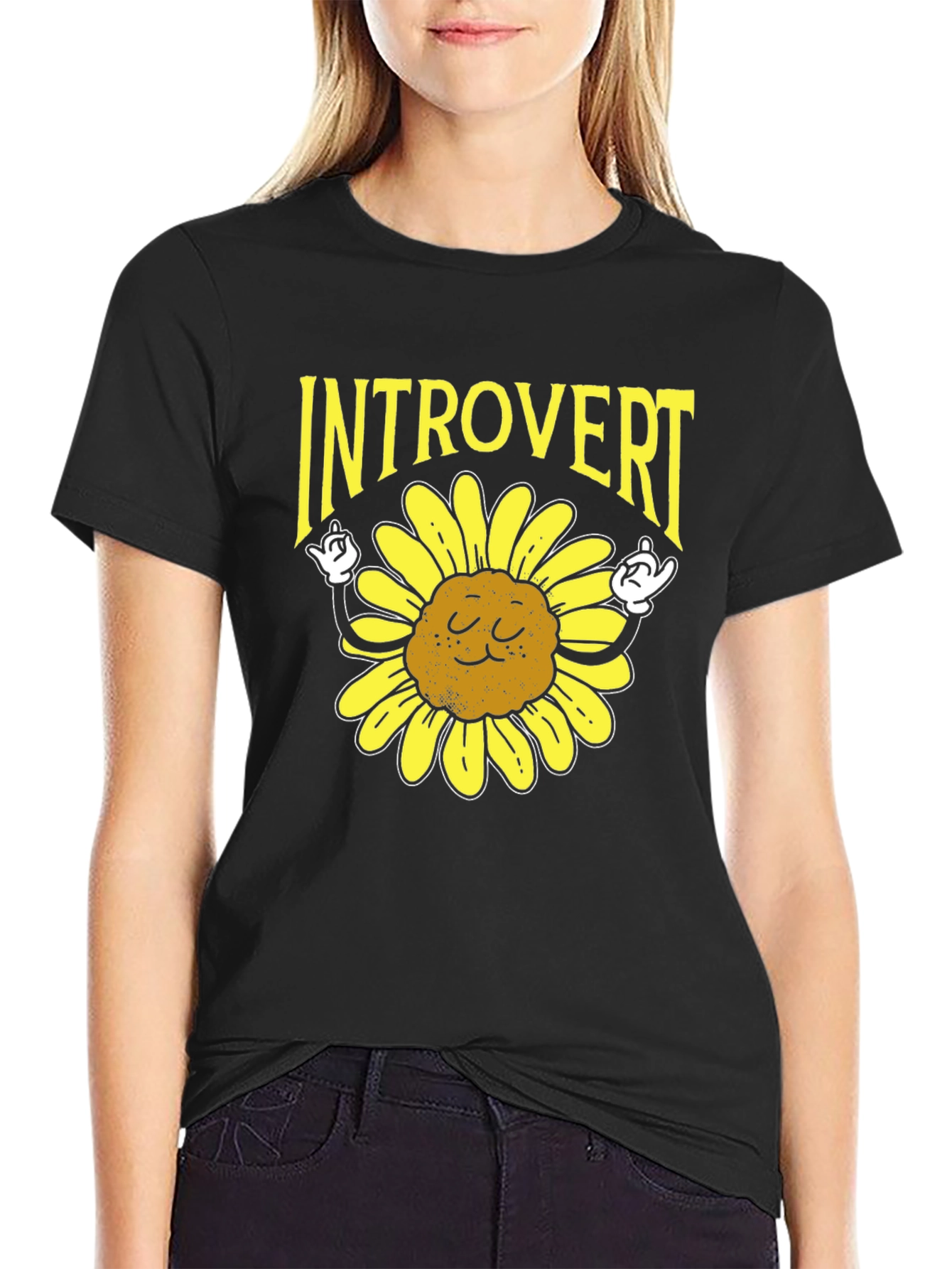 Introvert Sunflower Graphic Tee - Soft Cotton Comfort