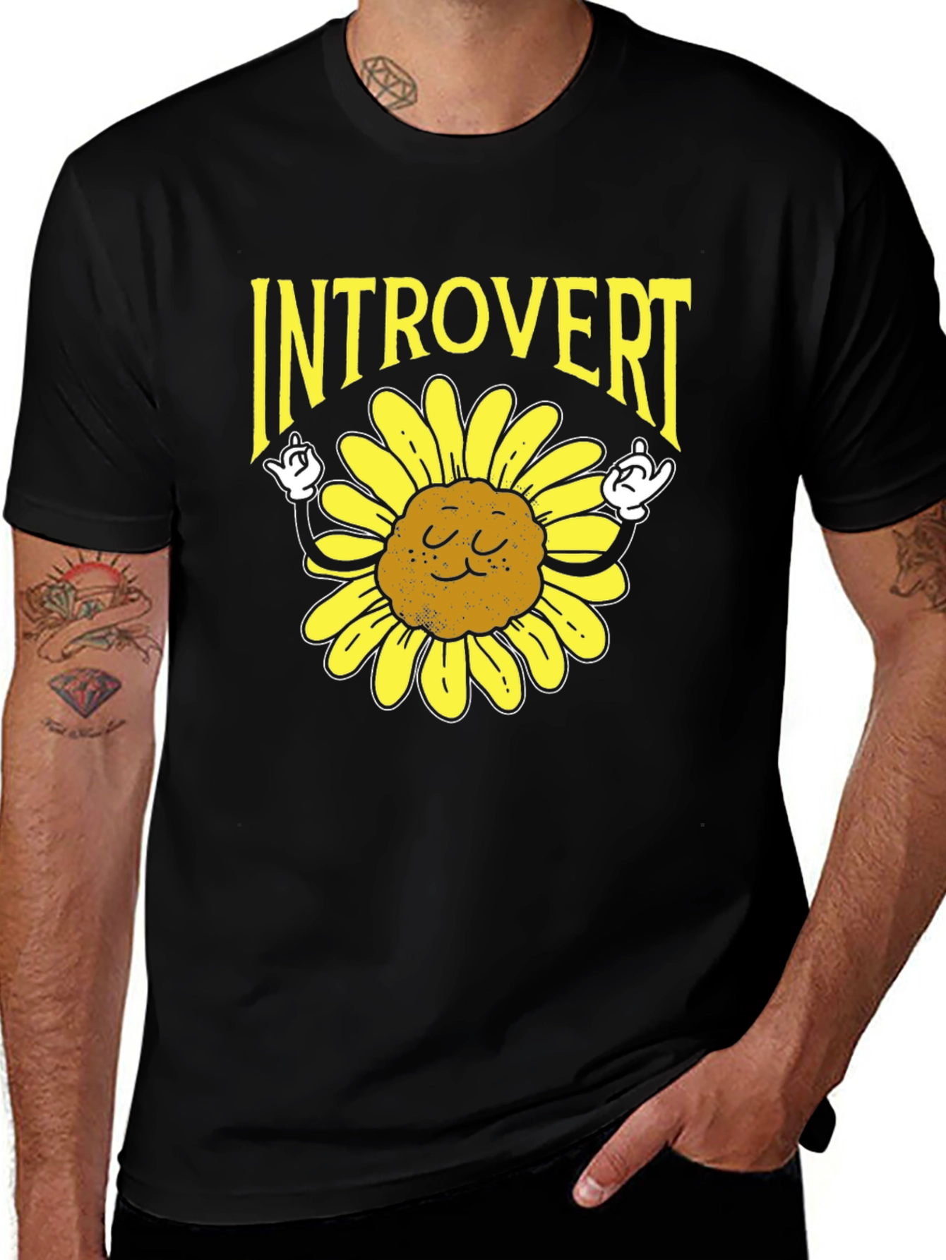 Introvert Sunflower Graphic Tee - Soft Cotton Comfort