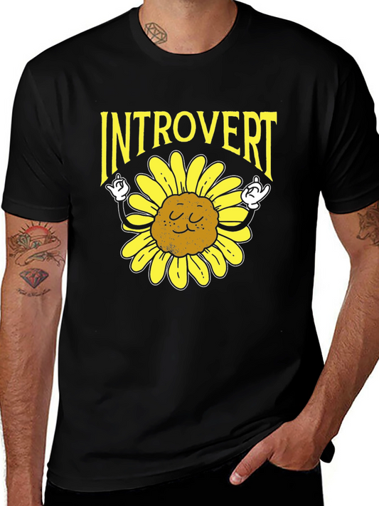 Introvert Sunflower Graphic Tee - Soft Cotton Comfort