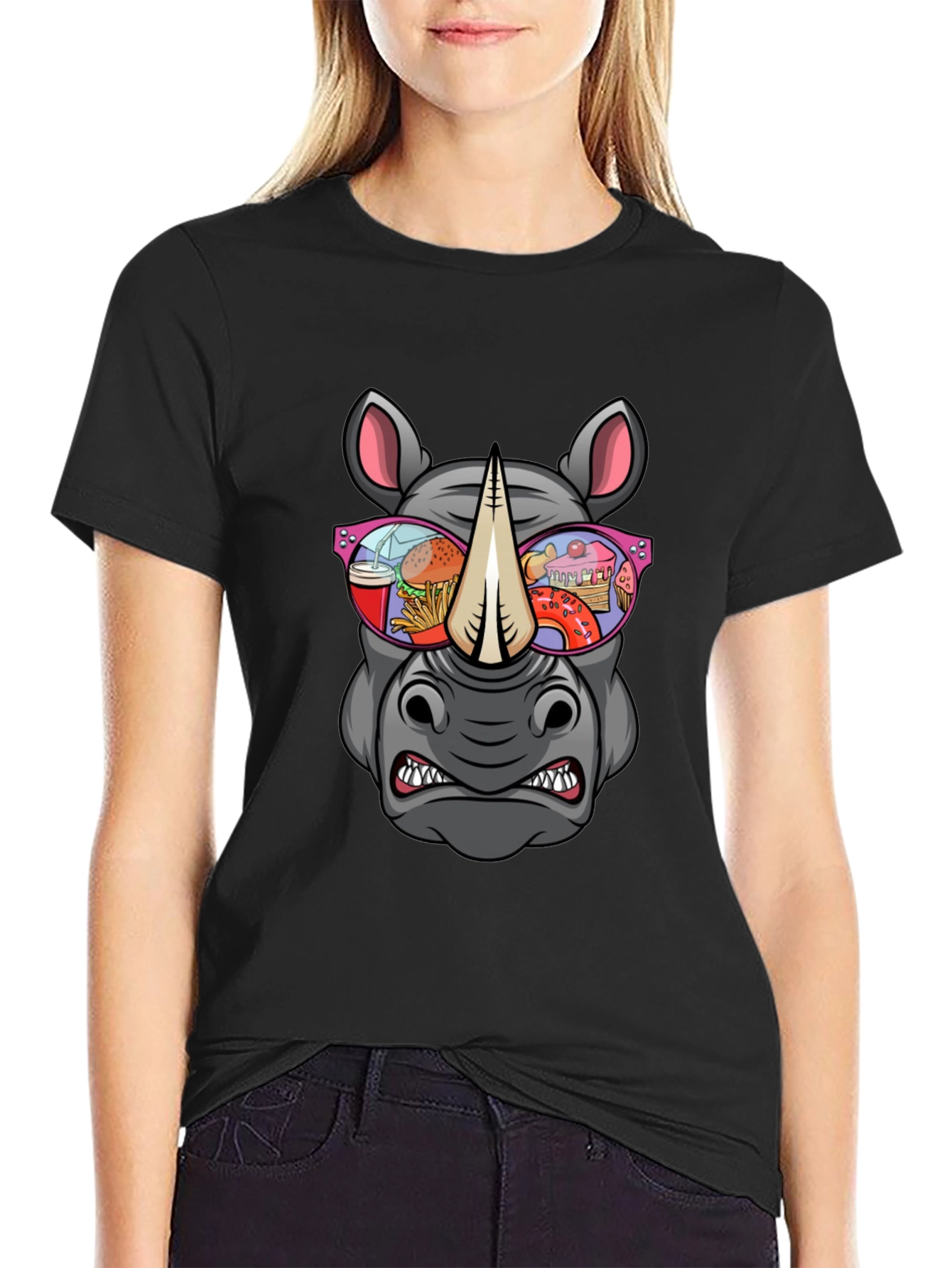 Rhino Fast Food Sunglasses Graphic Tee
