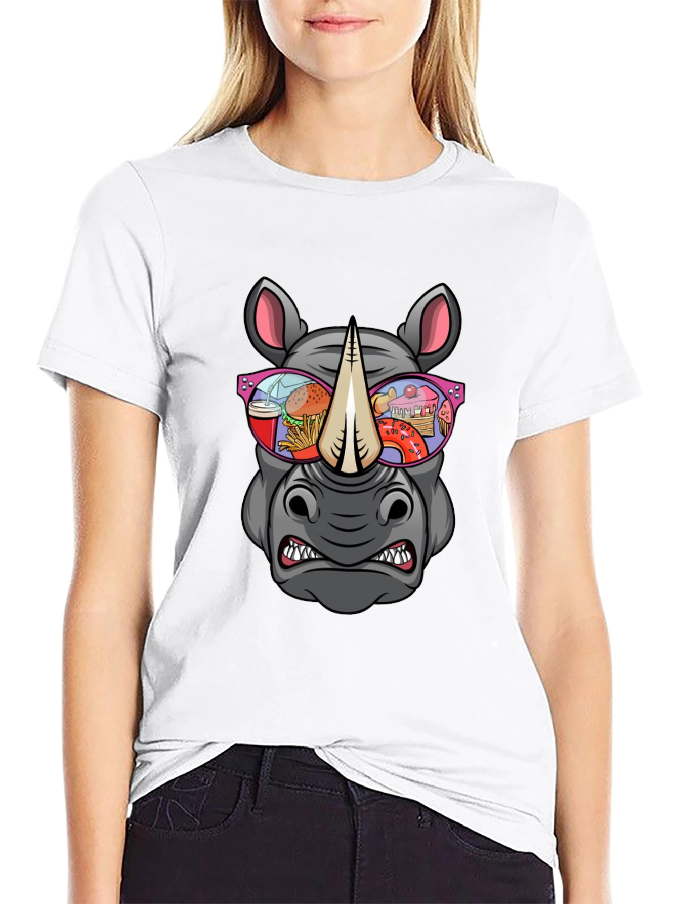 Rhino Fast Food Sunglasses Graphic Tee