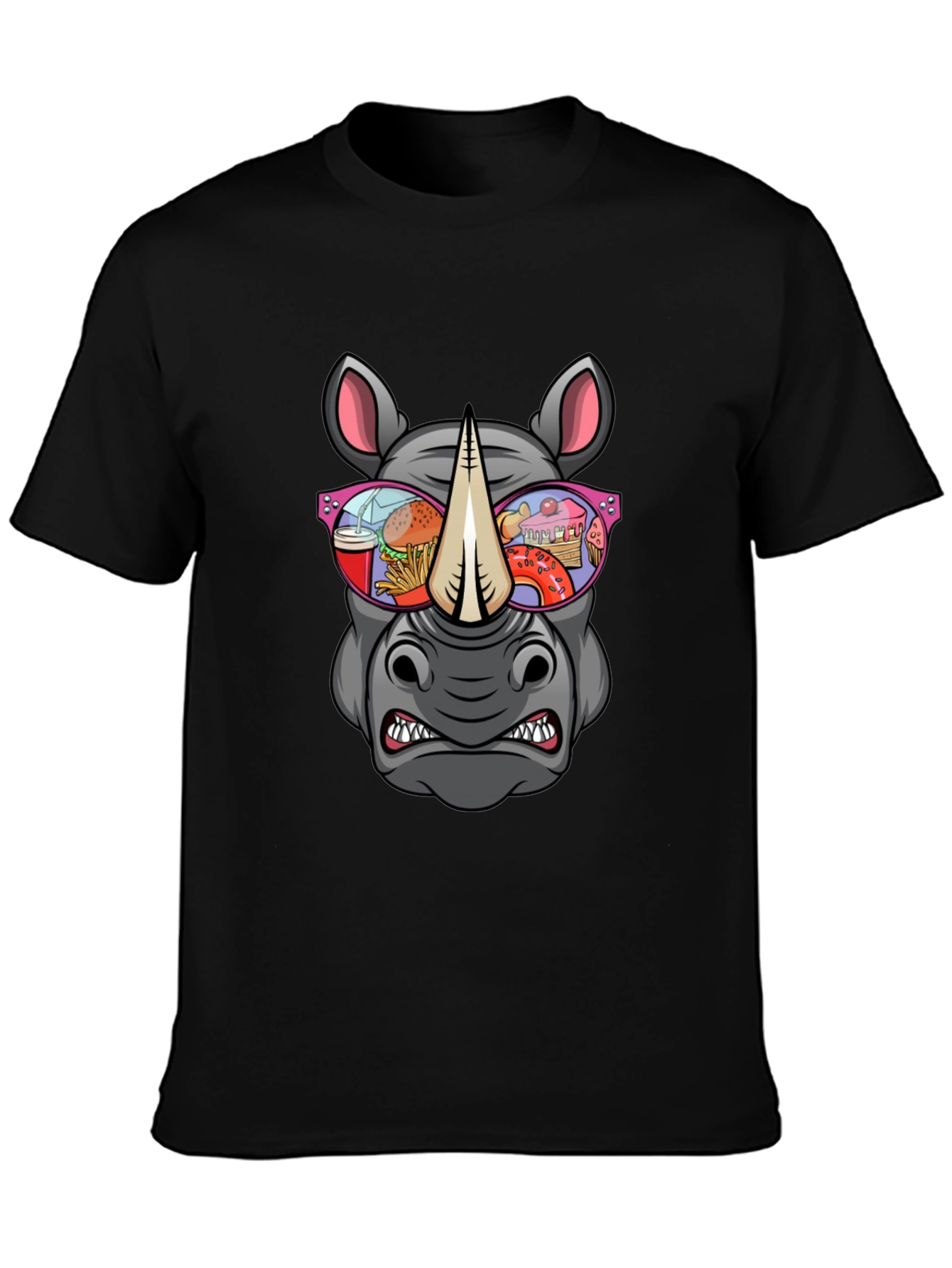 Rhino Fast Food Sunglasses Graphic Tee