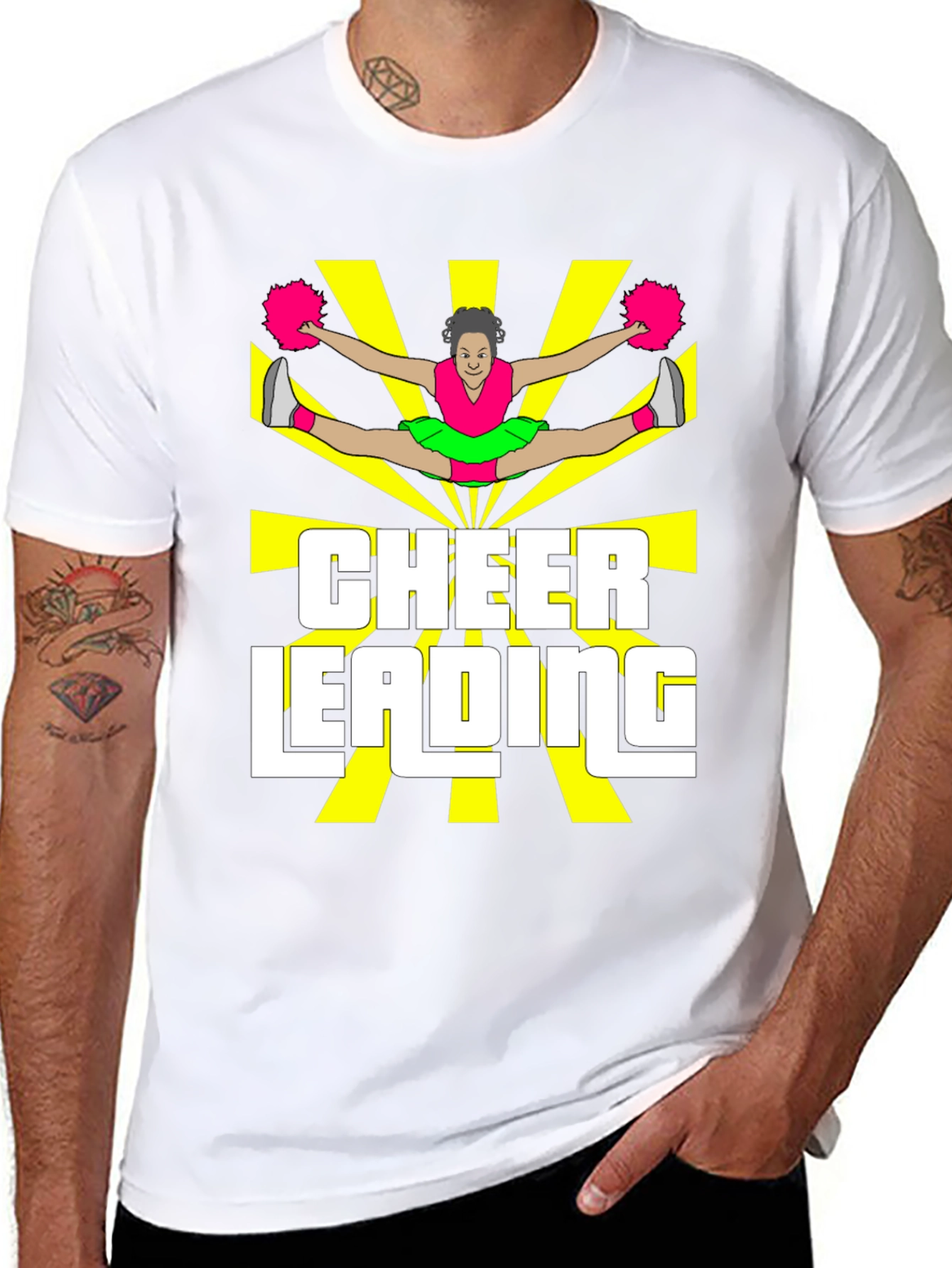 Cheerleading Graphic Tee - Black Cotton T-Shirt