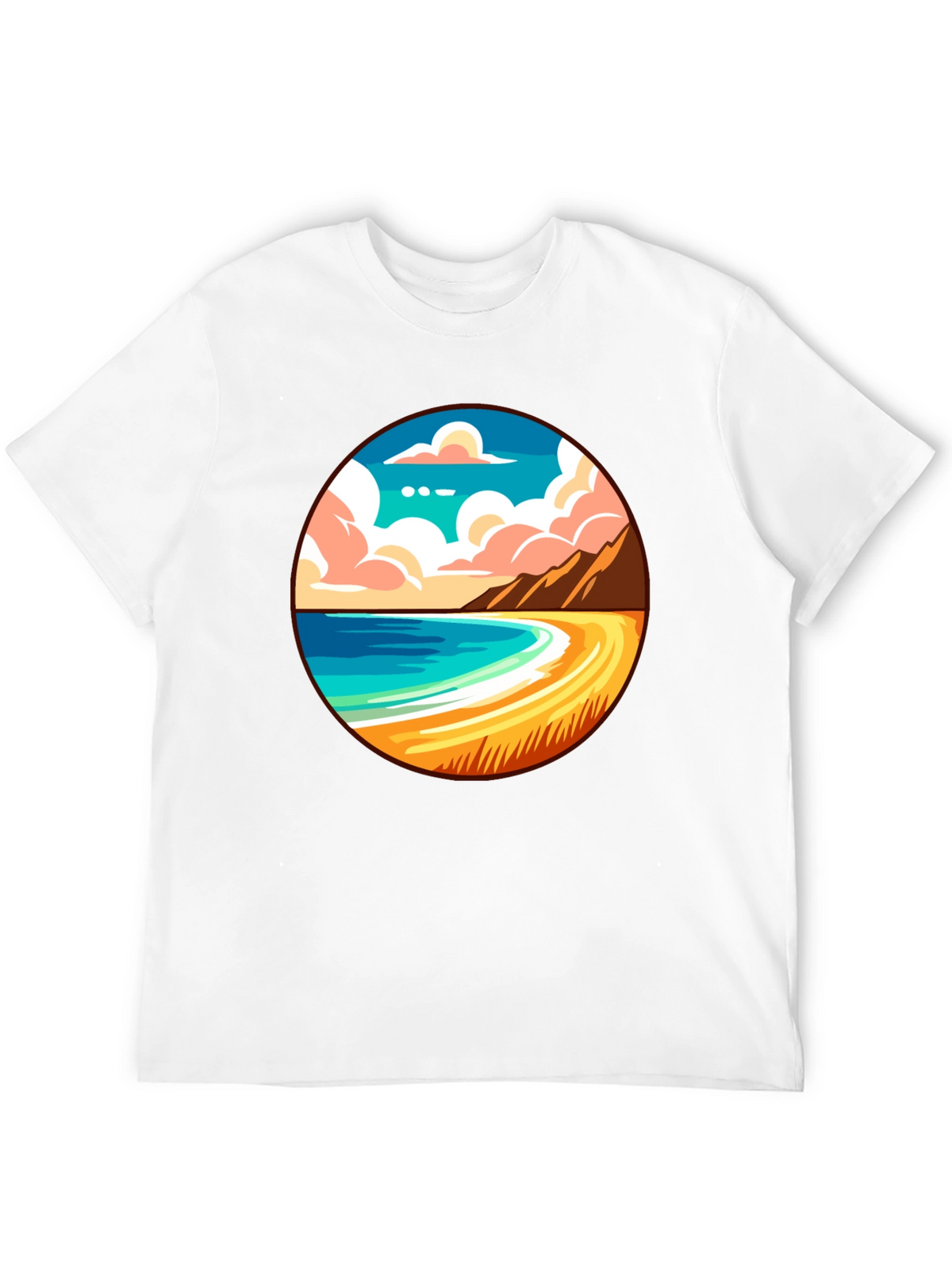Beach Scene Graphic Tee - Black