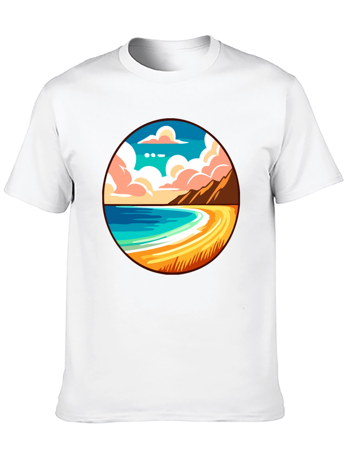 Beach Scene Graphic Tee - Black