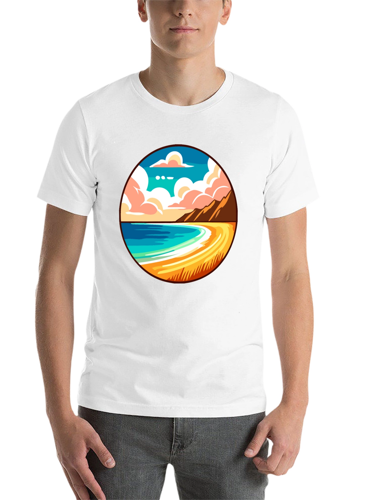 Beach Scene Graphic Tee - Black