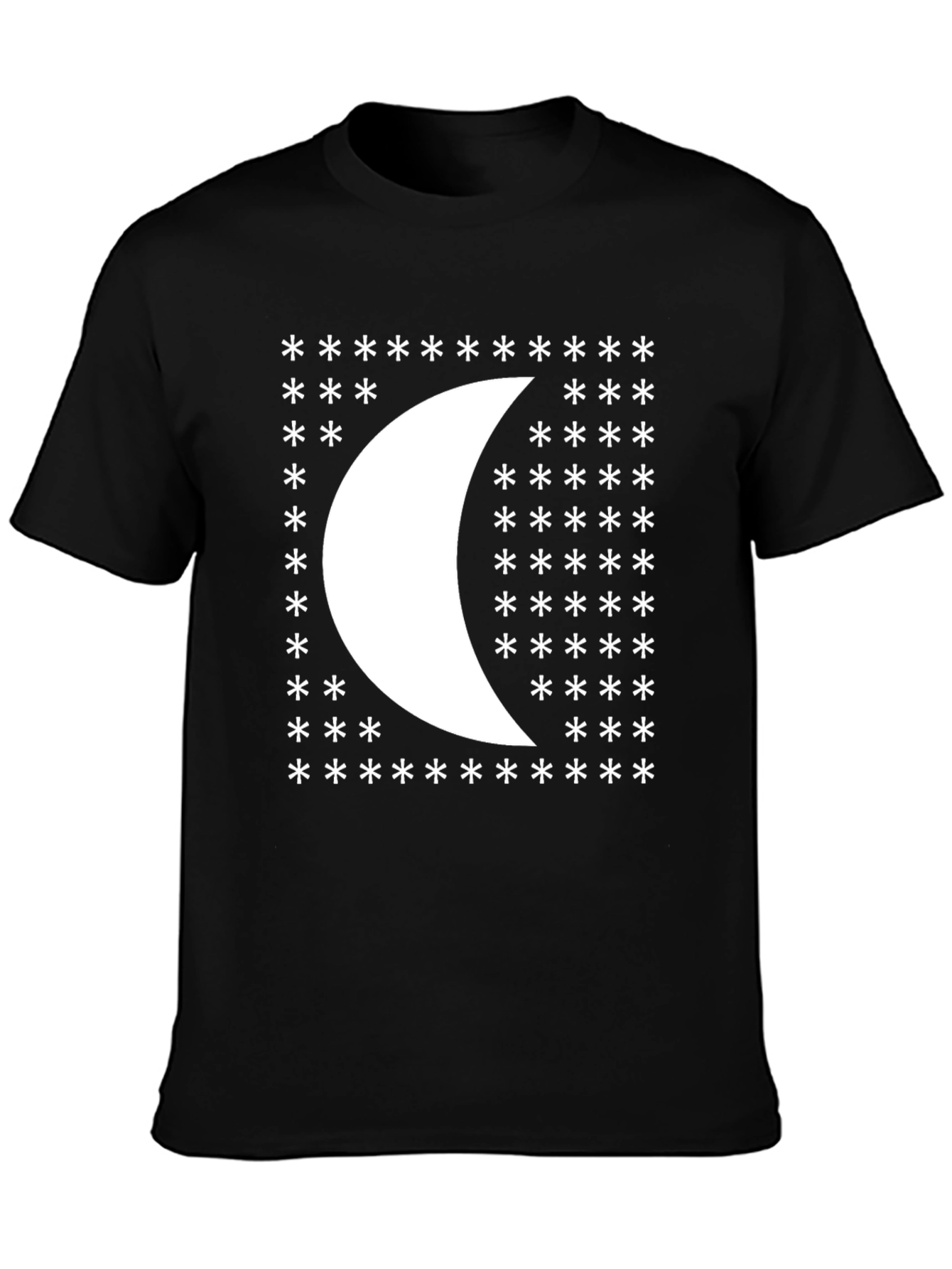 Crescent Moon Star Graphic Black T-Shirt