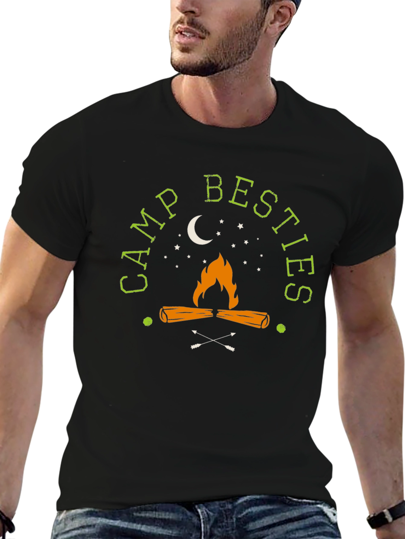 Camp Besties Graphic T-Shirt - Bonfire Design