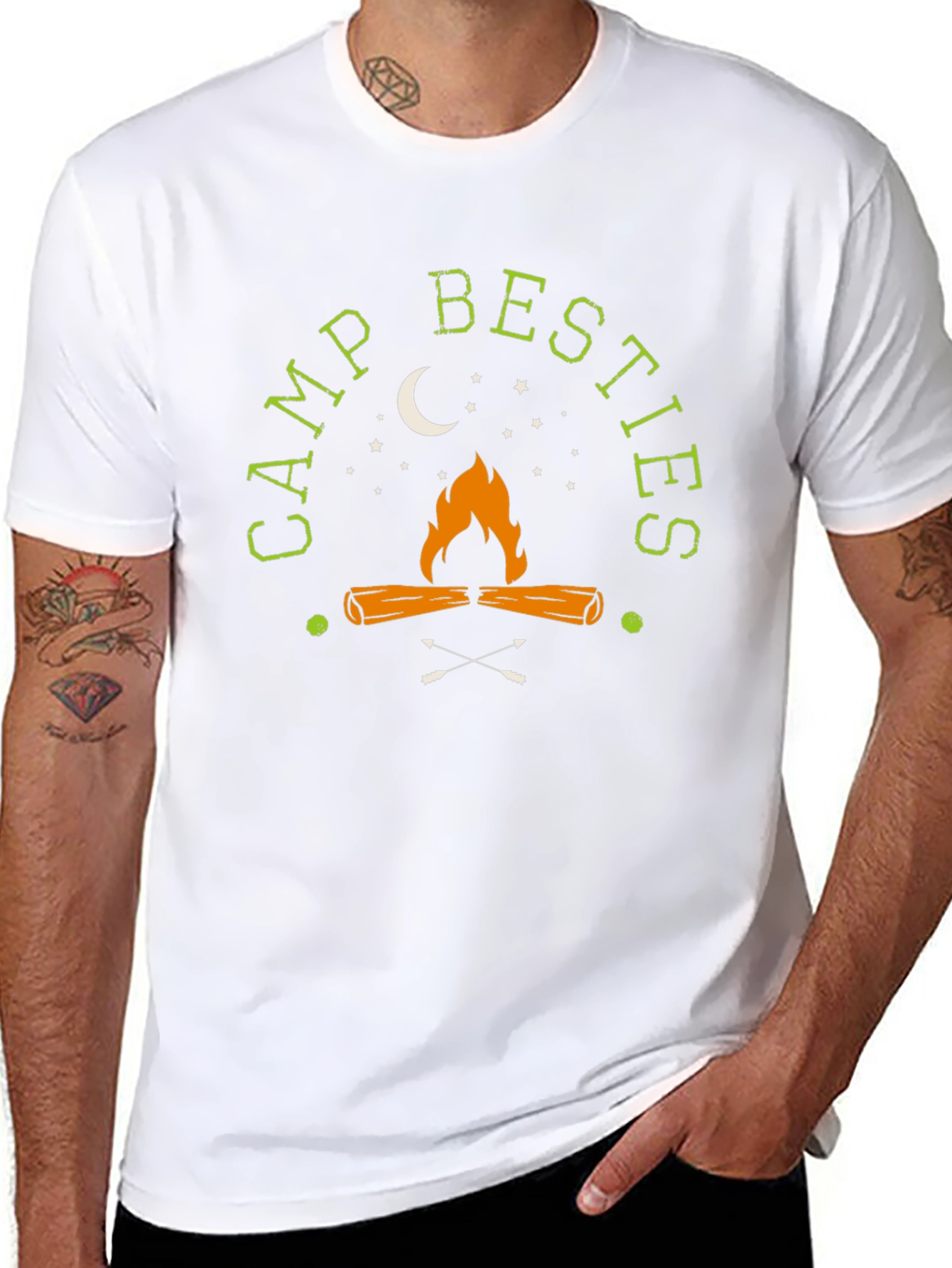 Camp Besties Graphic T-Shirt - Bonfire Design