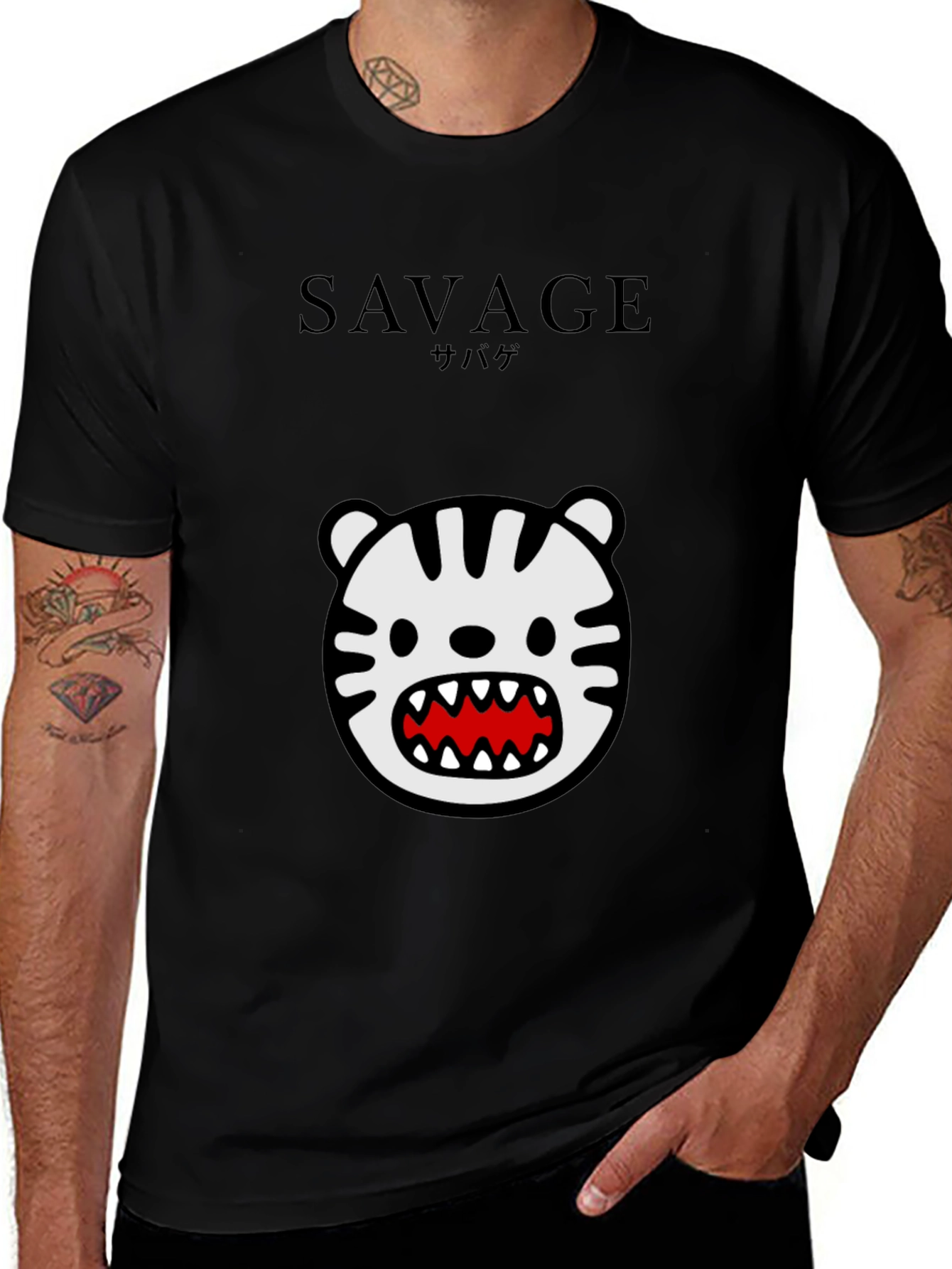Savage Tiger Graphic Black T-Shirt