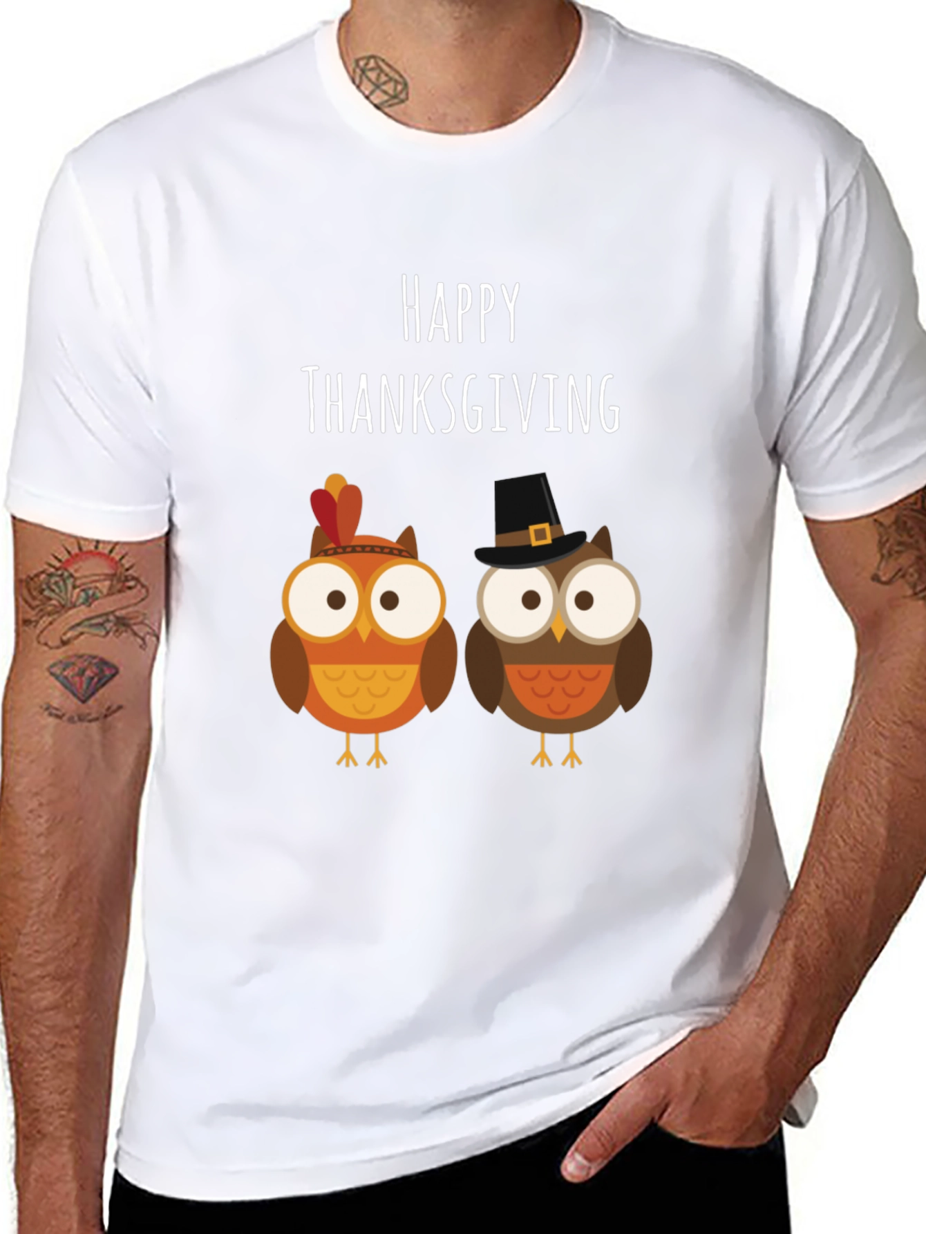 Happy Thanksgiving Owls Graphic T-Shirt