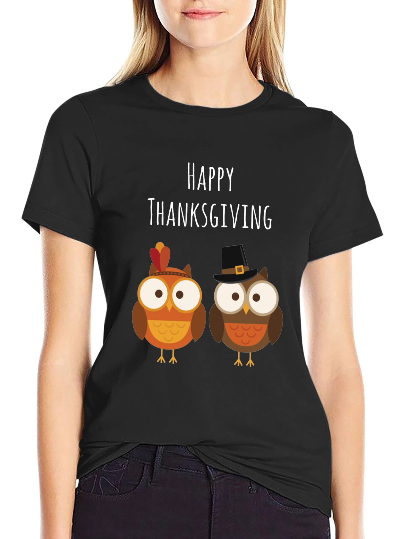 Happy Thanksgiving Owls Graphic T-Shirt