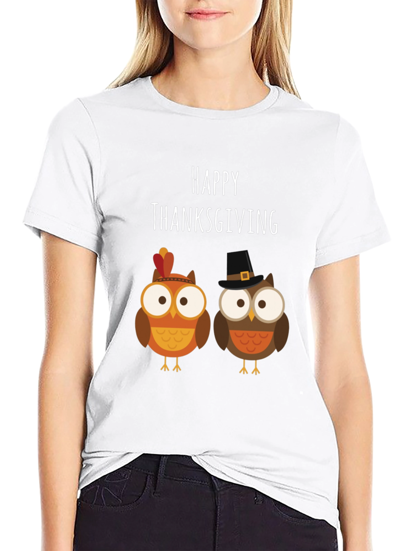 Happy Thanksgiving Owls Graphic T-Shirt