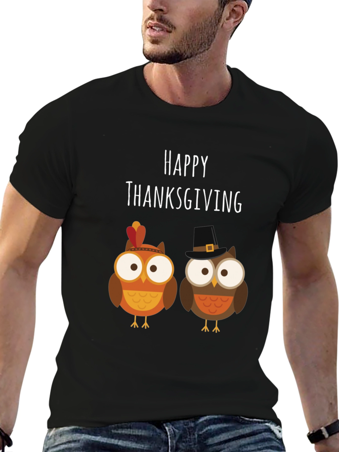Happy Thanksgiving Owls Graphic T-Shirt