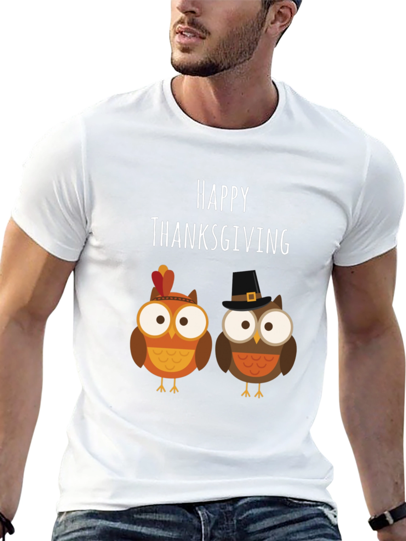 Happy Thanksgiving Owls Graphic T-Shirt