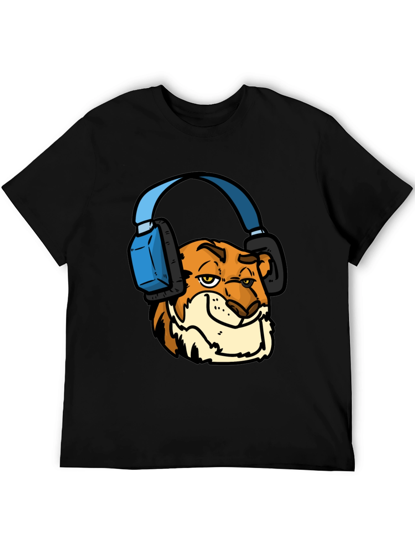 Cool Tiger Headphone Tee - Mens Black T-Shirt