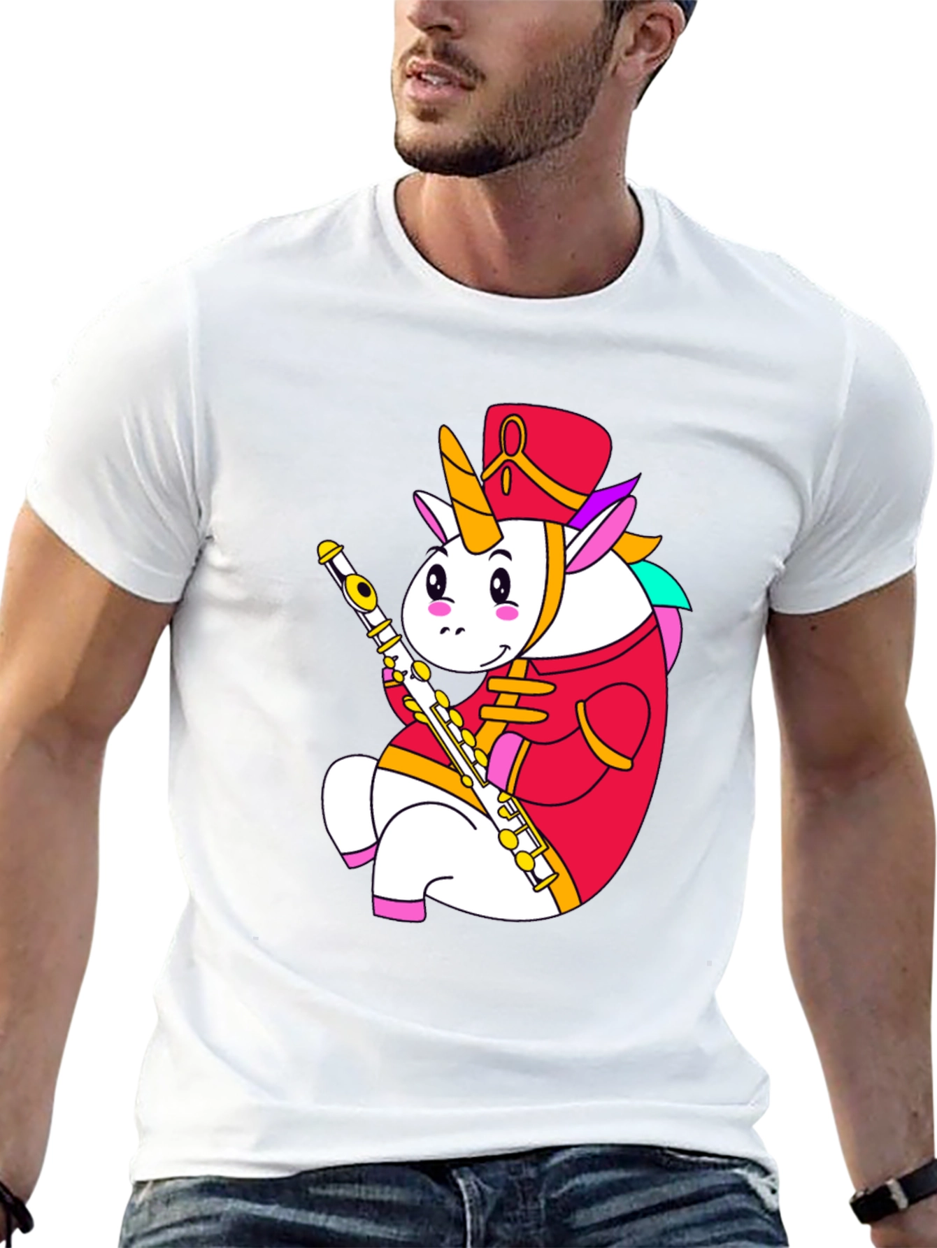 Unicorn Flute Player Graphic T-Shirt