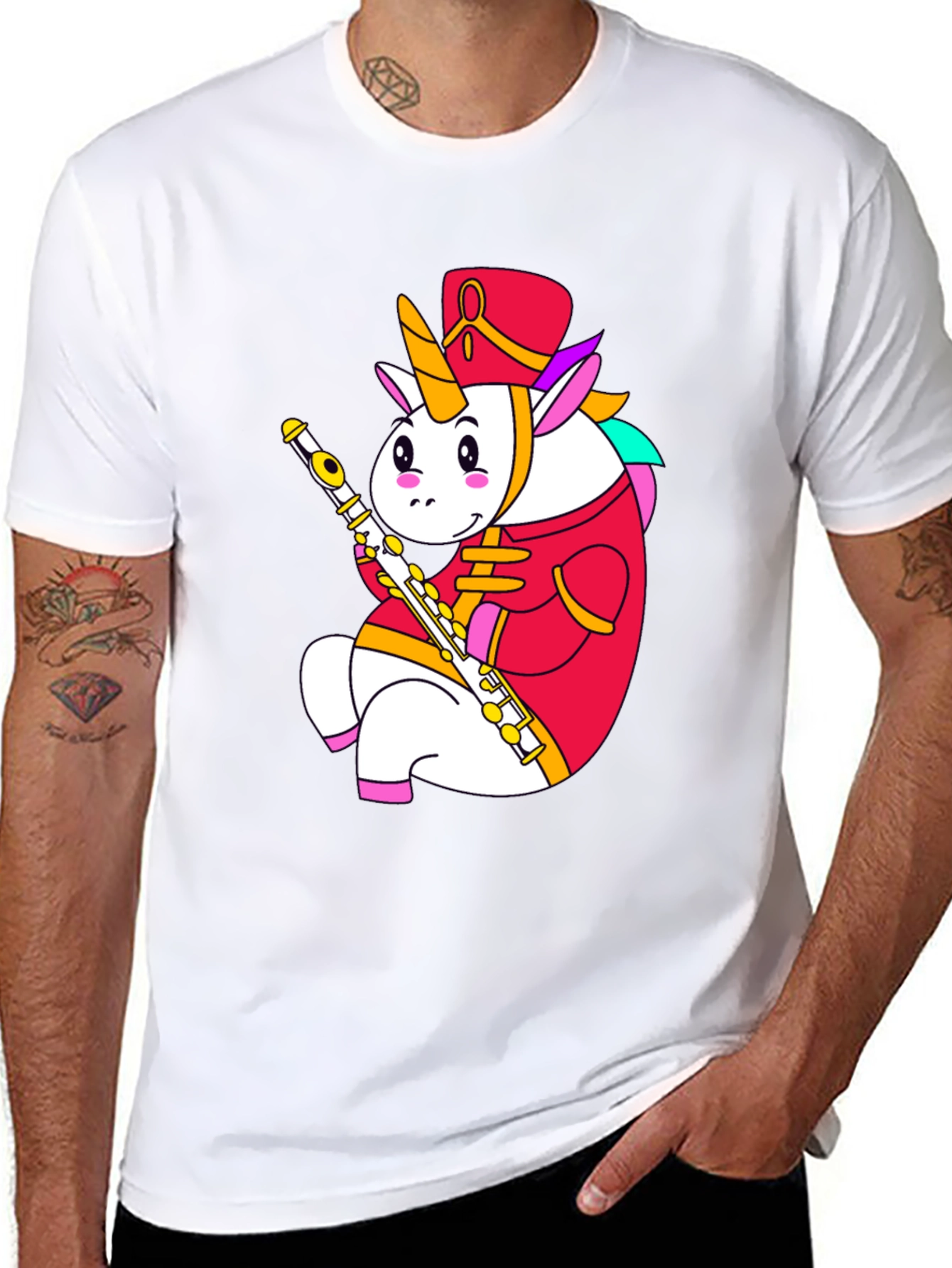 Unicorn Flute Player Graphic T-Shirt