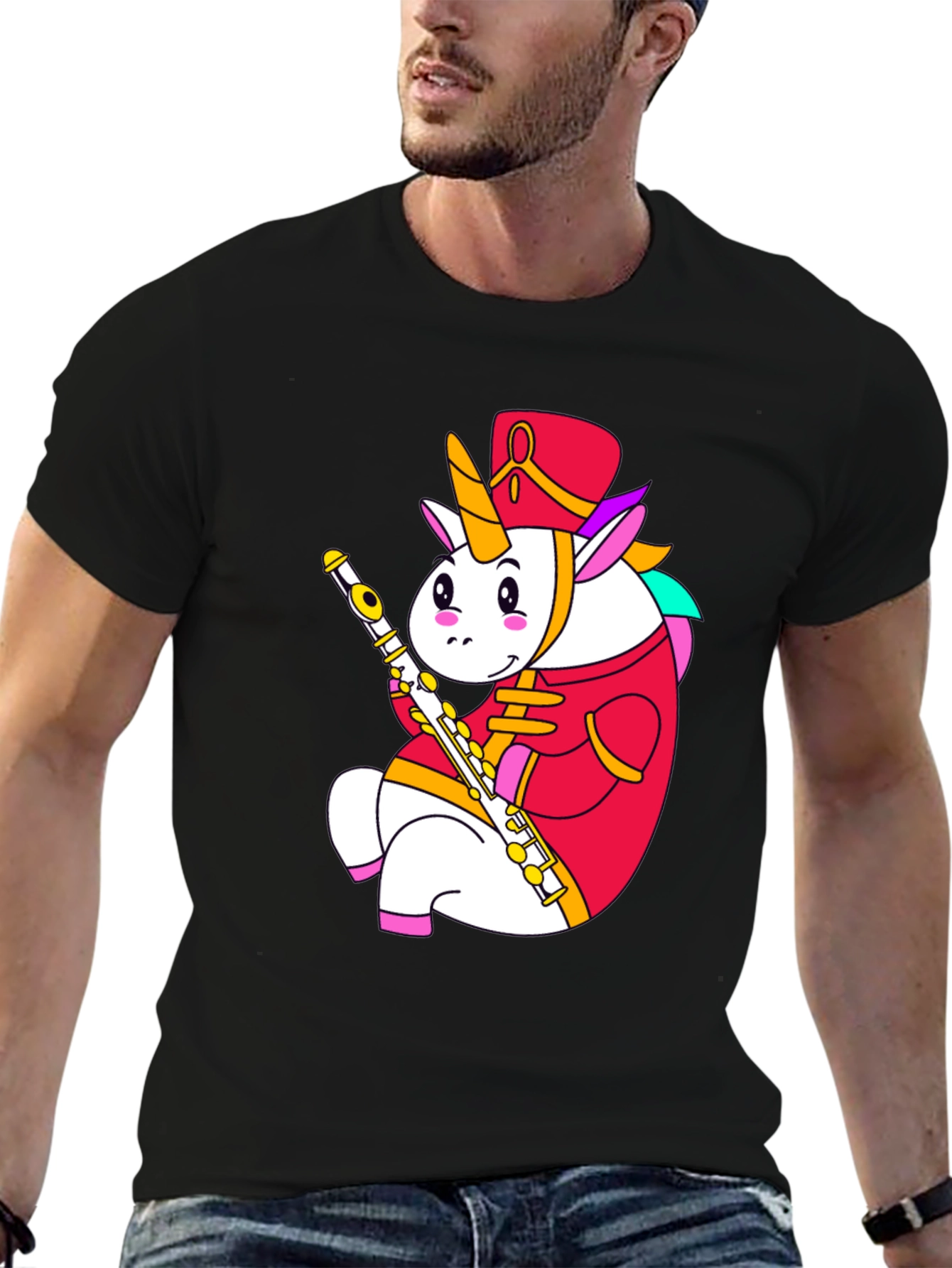 Unicorn Flute Player Graphic T-Shirt