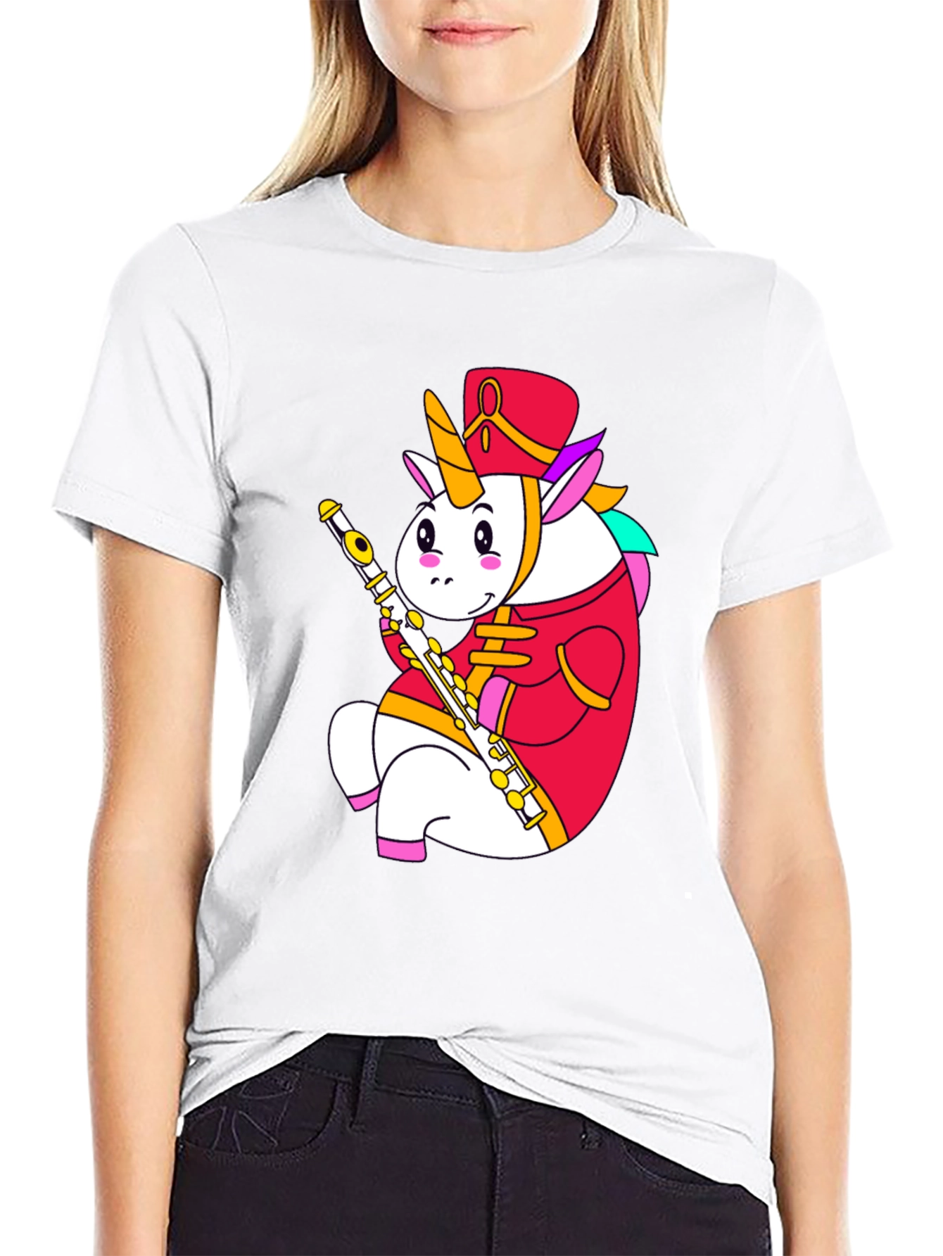 Unicorn Flute Player Graphic T-Shirt