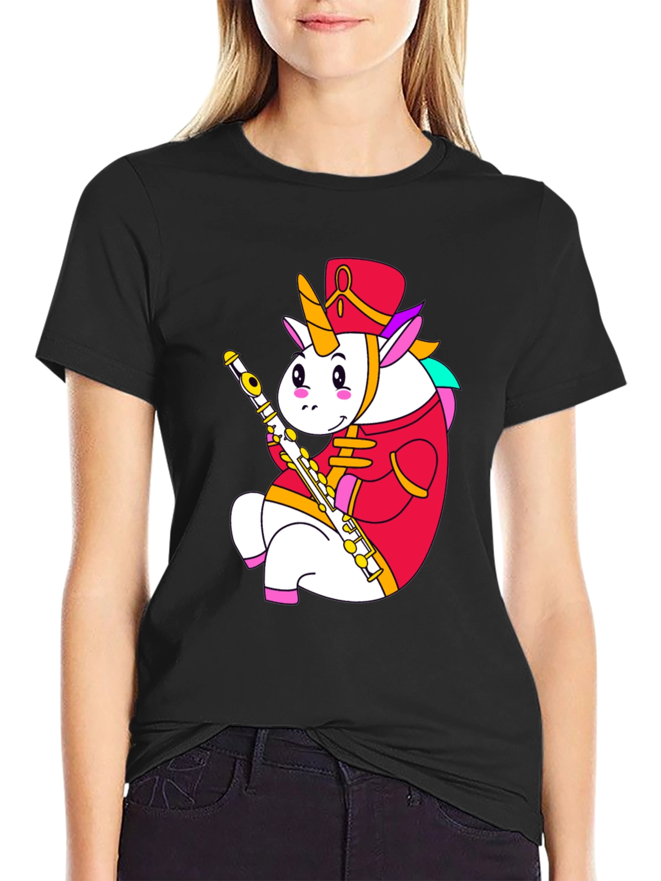 Unicorn Flute Player Graphic T-Shirt