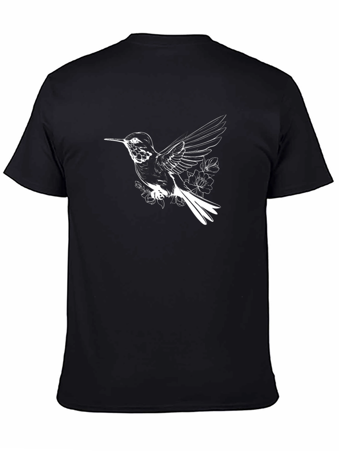 Hummingbird Graphic Tee - Black Casual T-Shirt