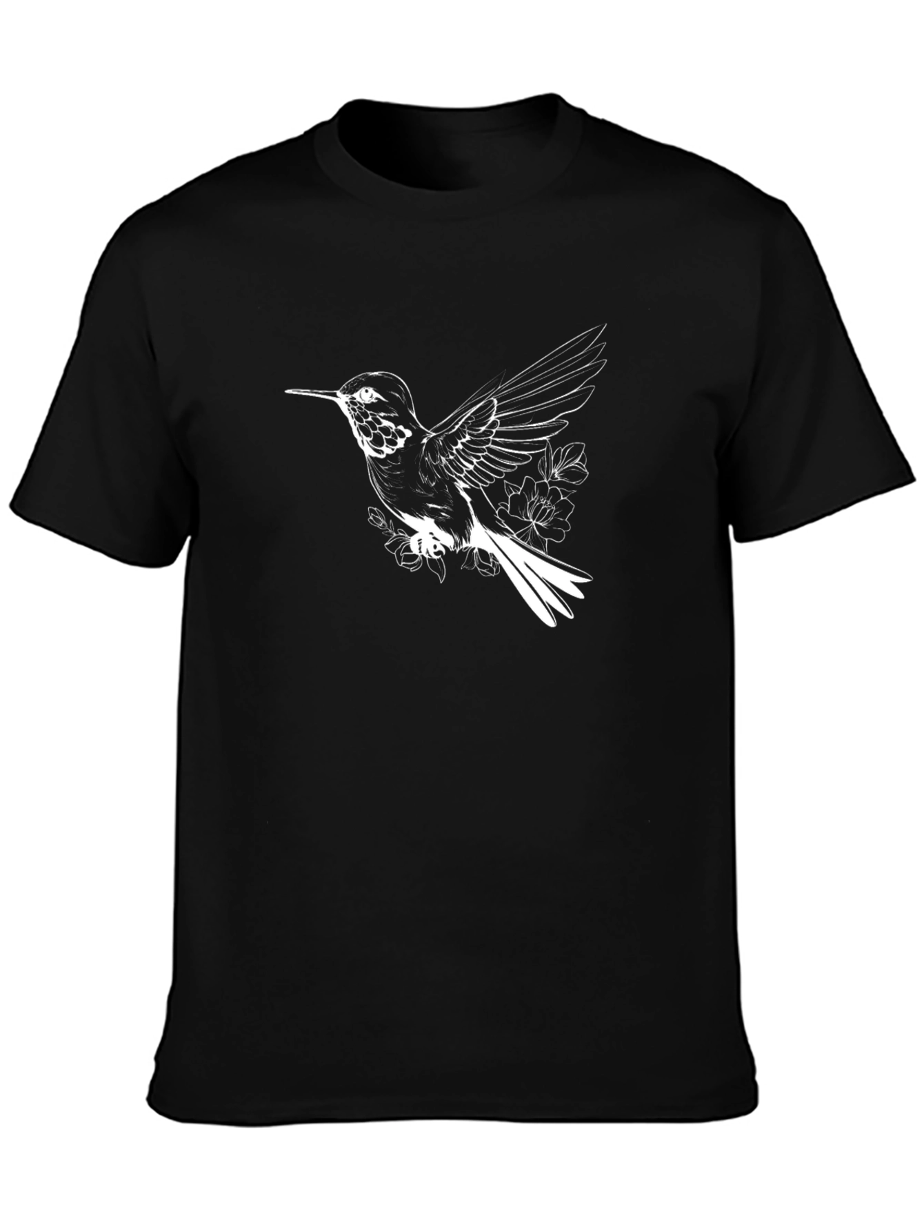 Hummingbird Graphic Tee - Black Casual T-Shirt