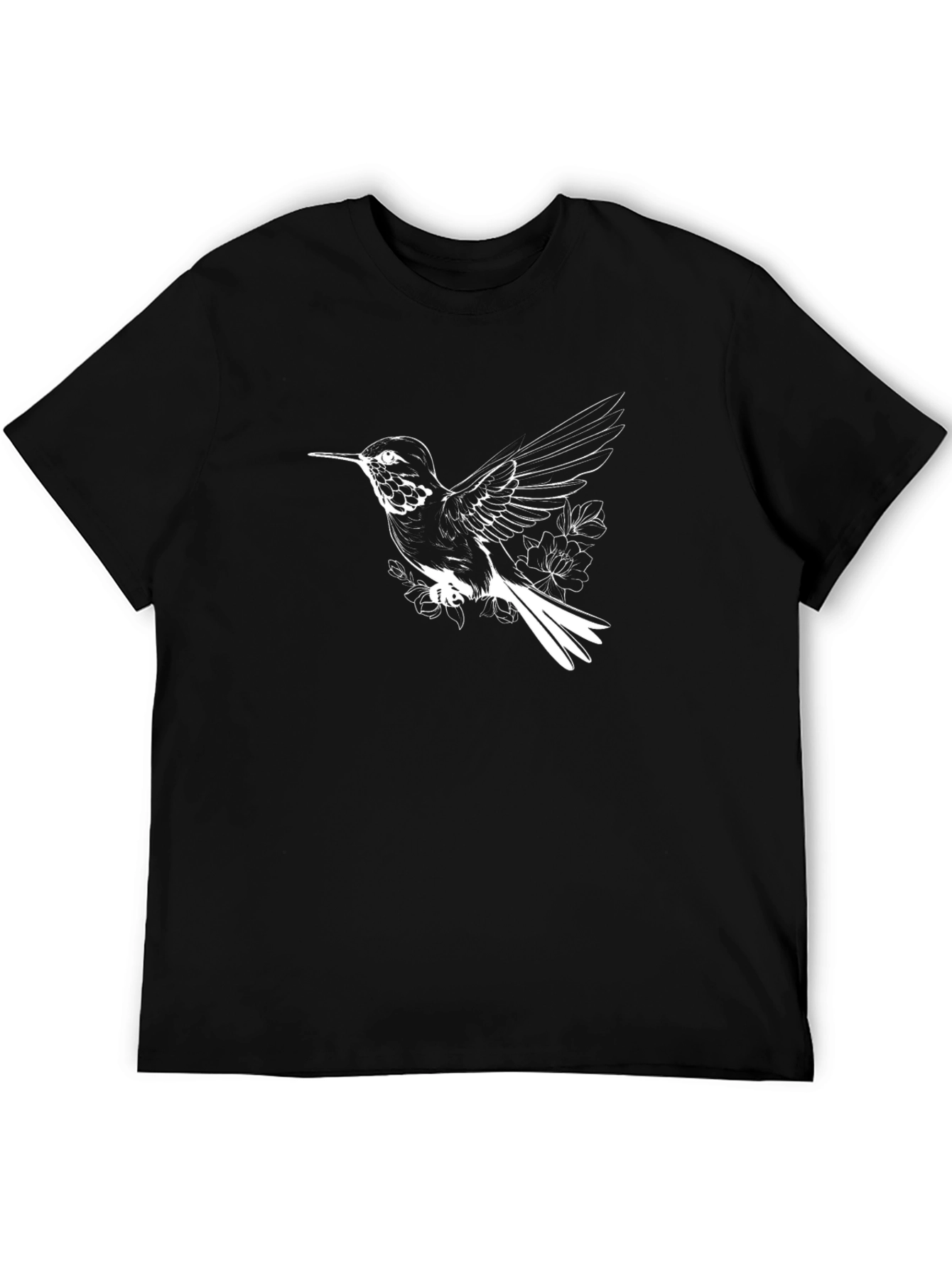Hummingbird Graphic Tee - Black Casual T-Shirt