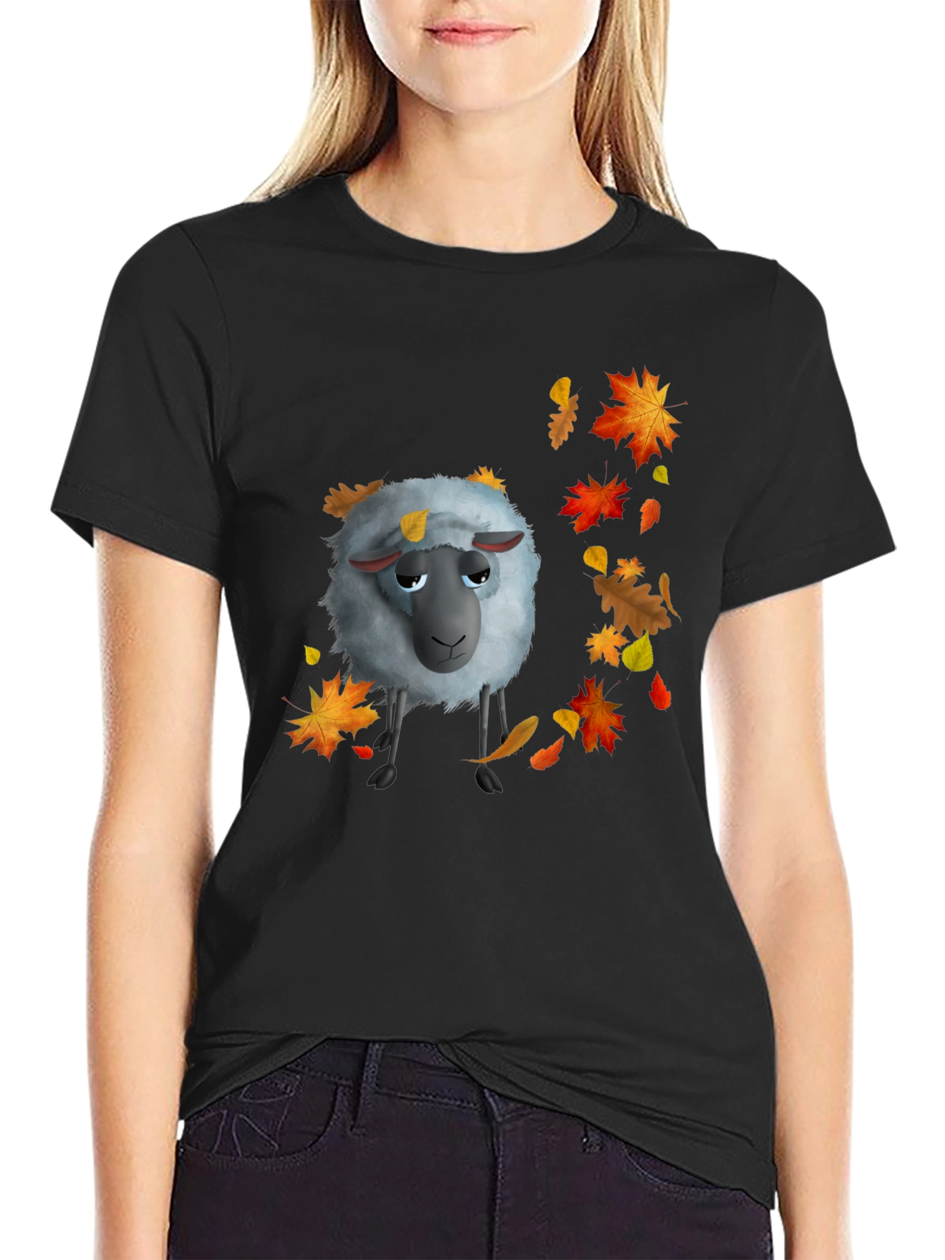 Autumn Sheep Black T-Shirt