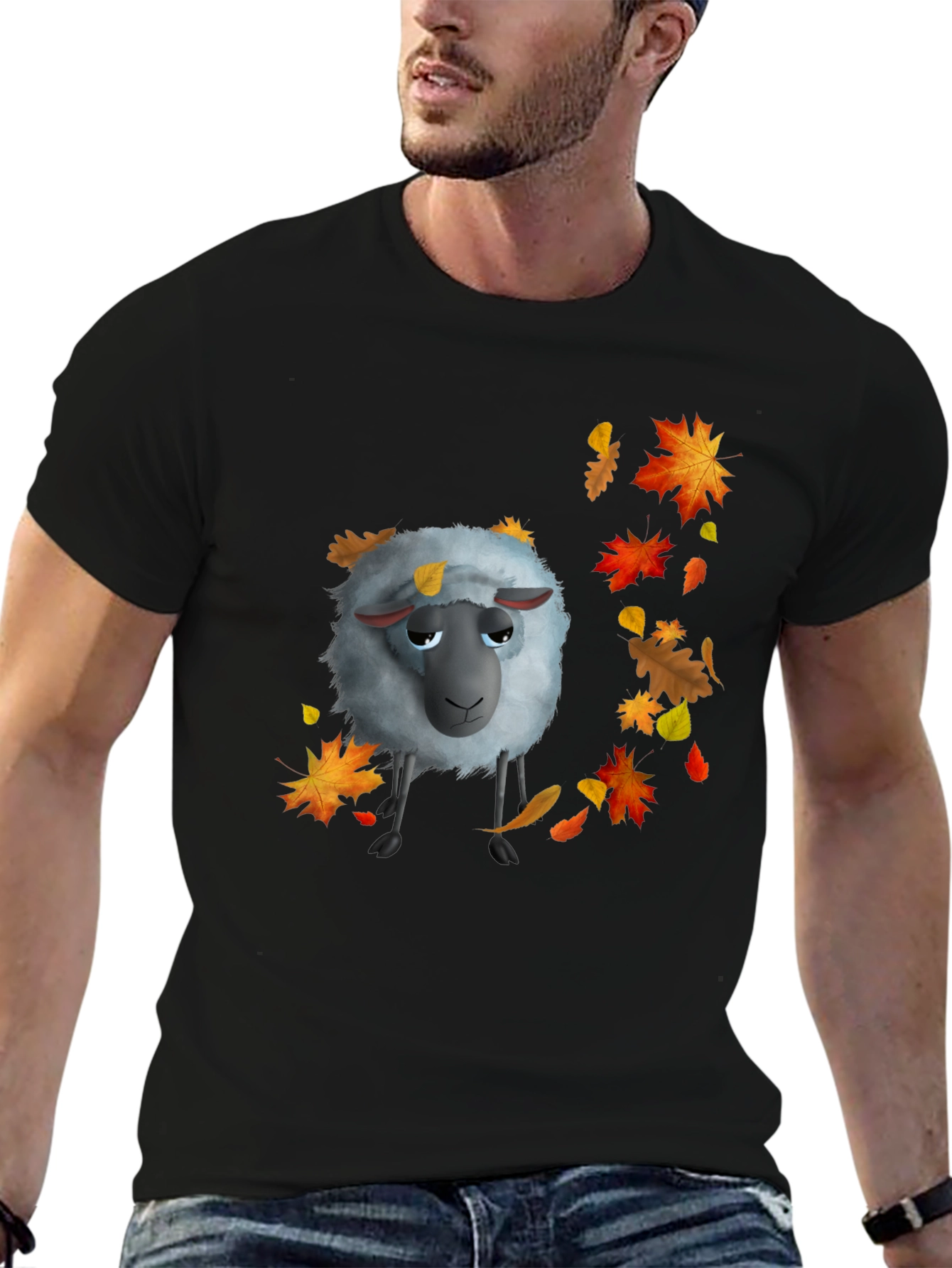 Autumn Sheep Black T-Shirt