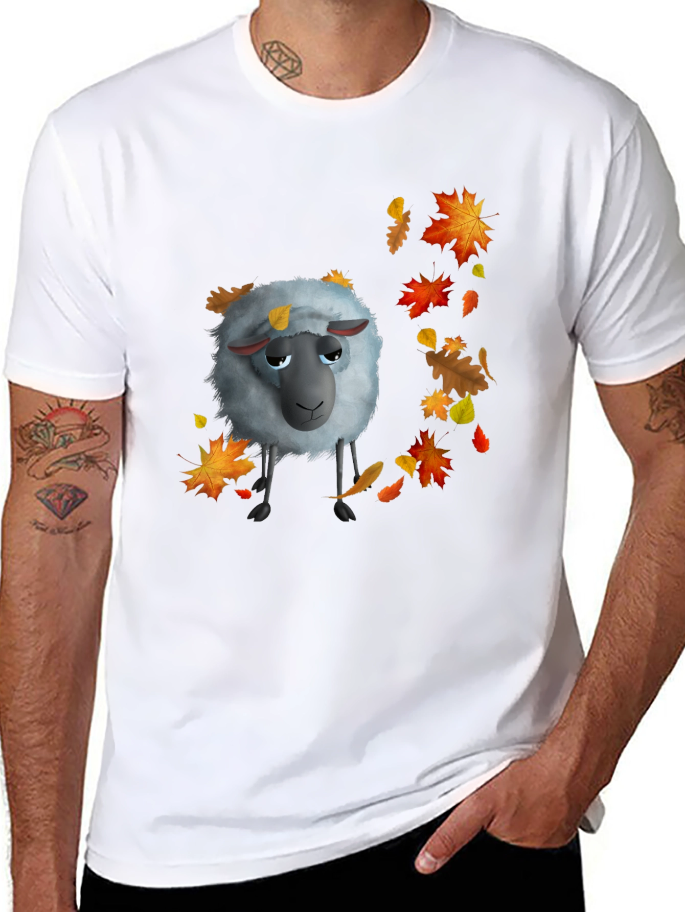 Autumn Sheep Black T-Shirt