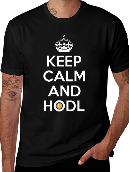 Keep Calm & HODL Bitcoin T-Shirt - Crypto Investor Tee