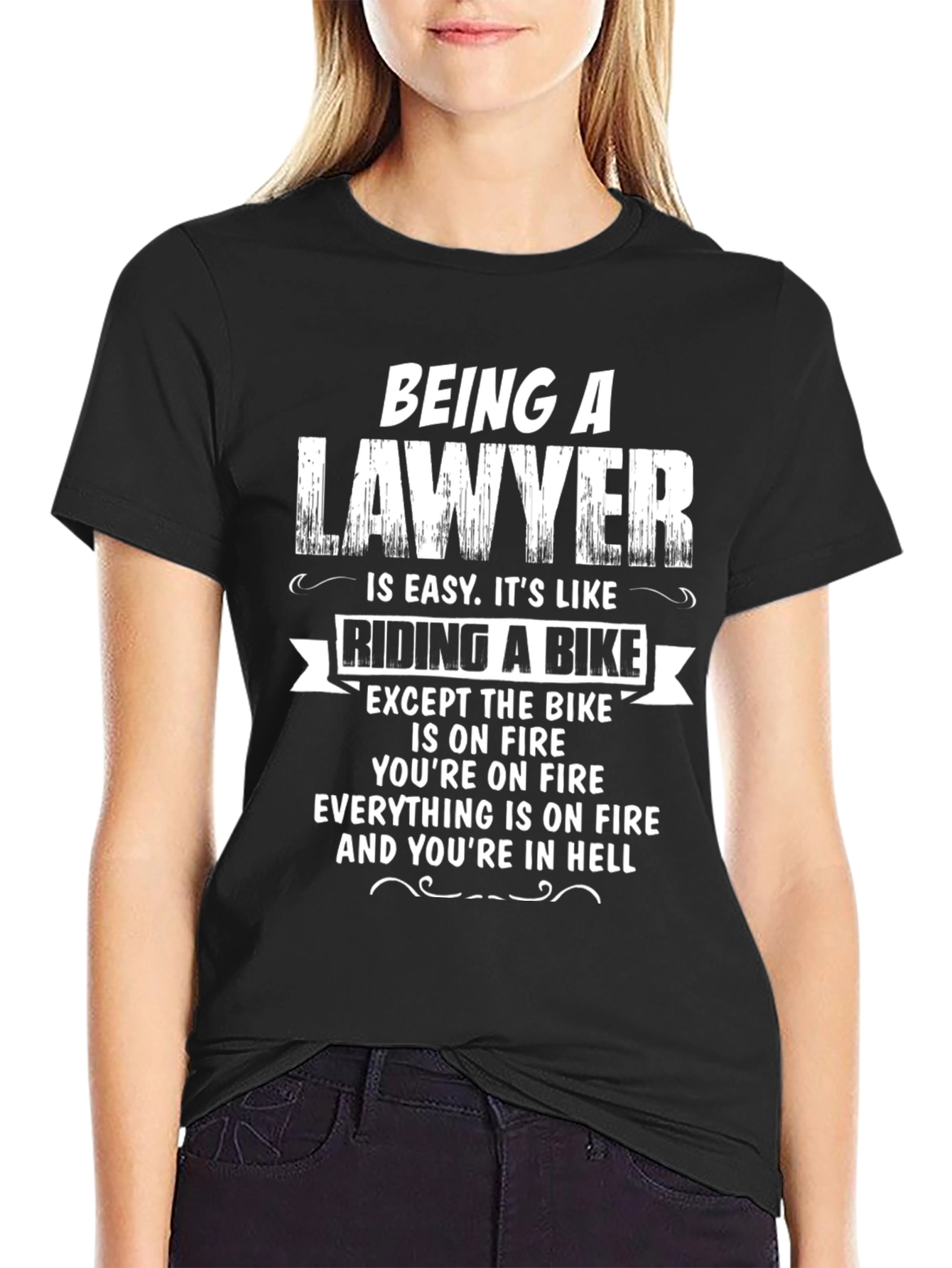 Funny Lawyer Bike On Fire Novelty T-Shirt
