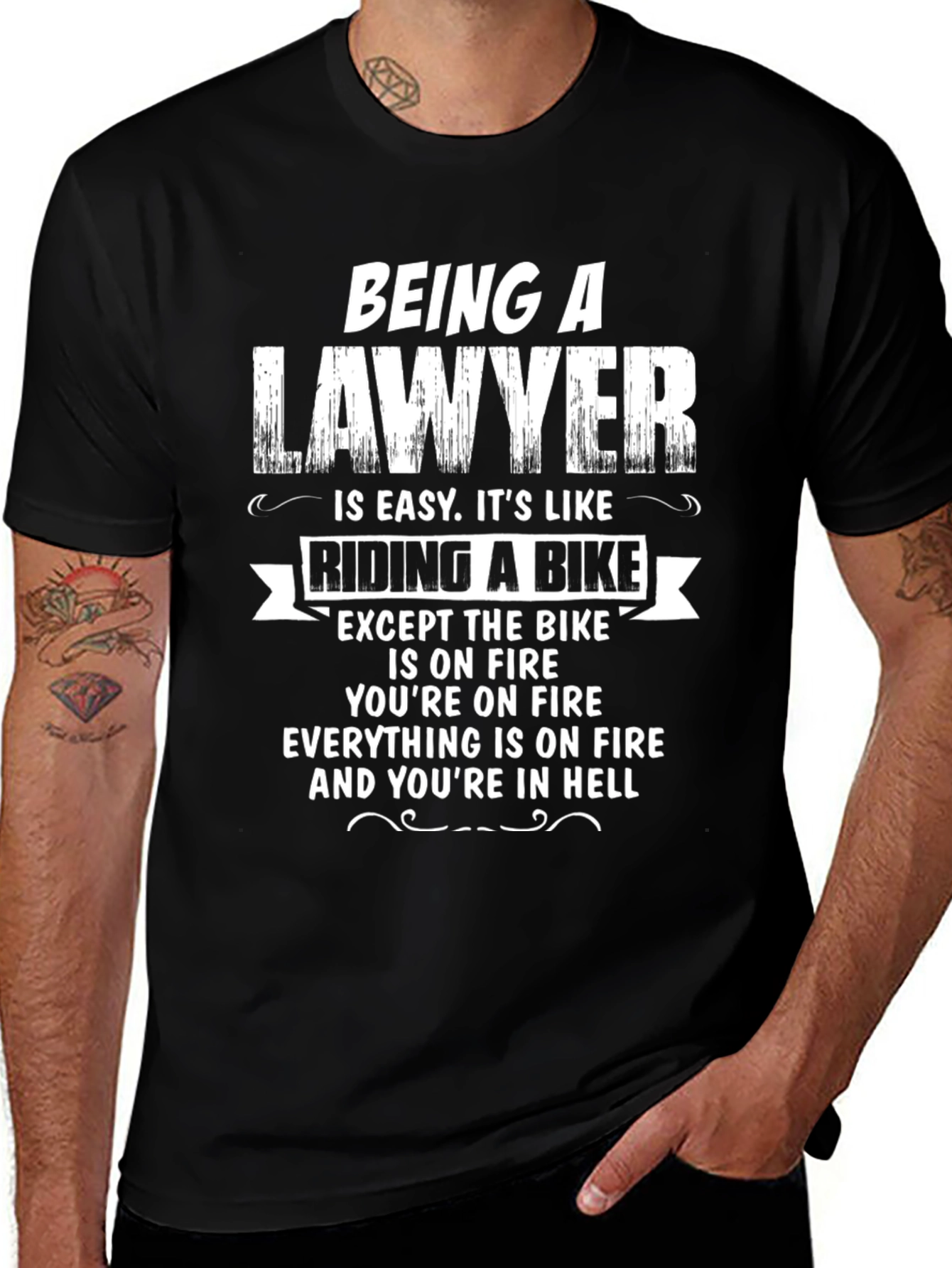 Funny Lawyer Bike On Fire Novelty T-Shirt