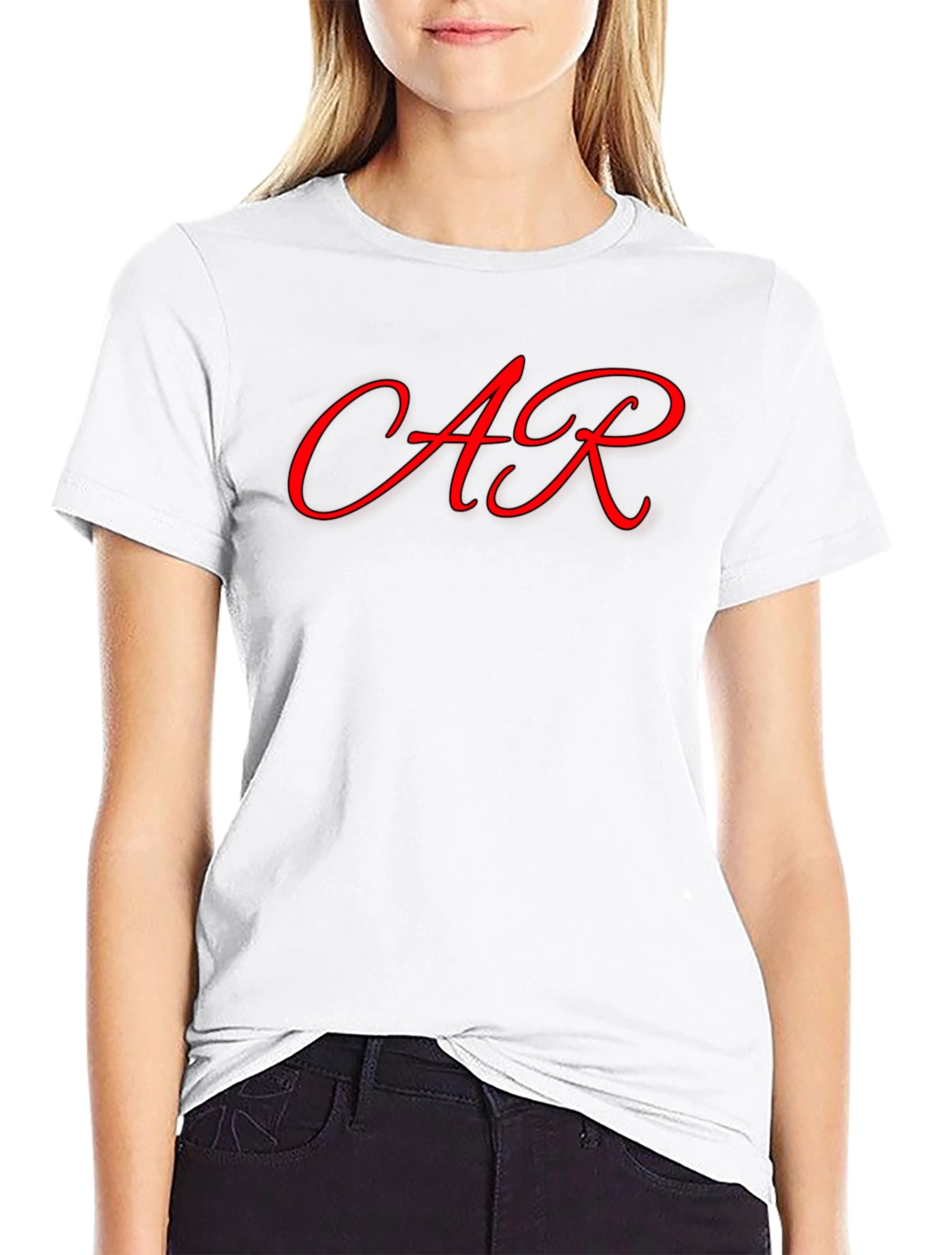 Black T-Shirt with Red AR Lettering