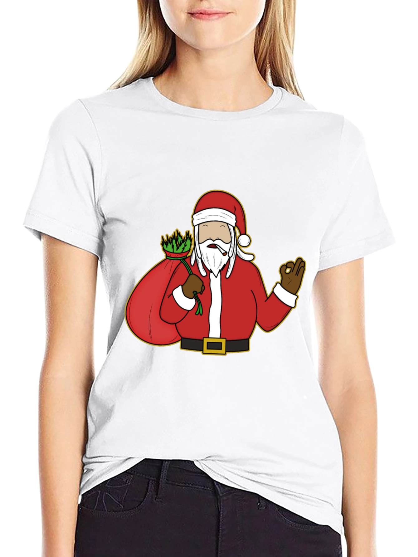 Santa Smoking Weed T-Shirt - Black