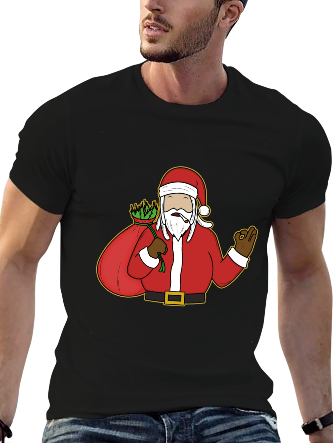 Santa Smoking Weed T-Shirt - Black