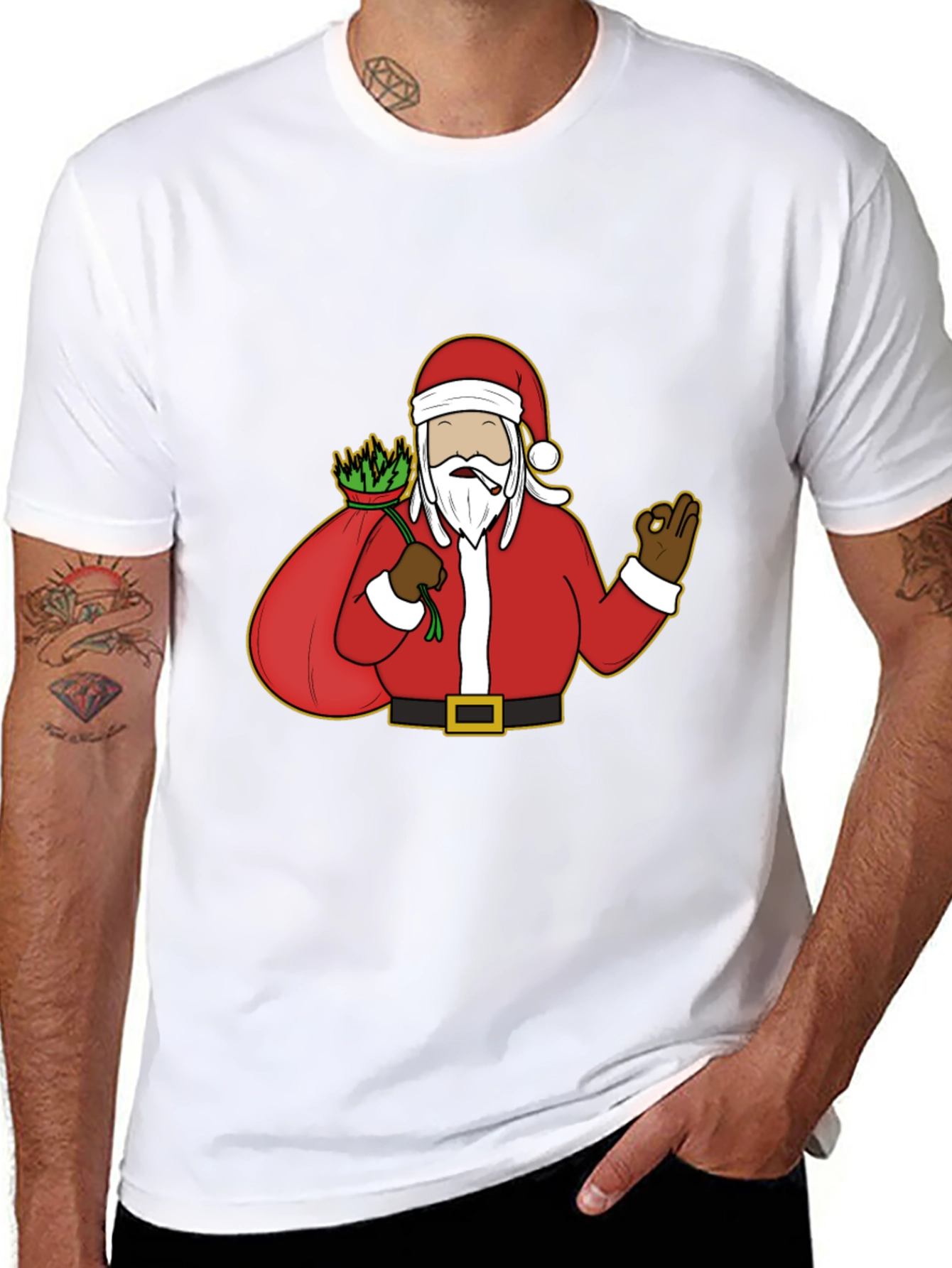 Santa Smoking Weed T-Shirt - Black
