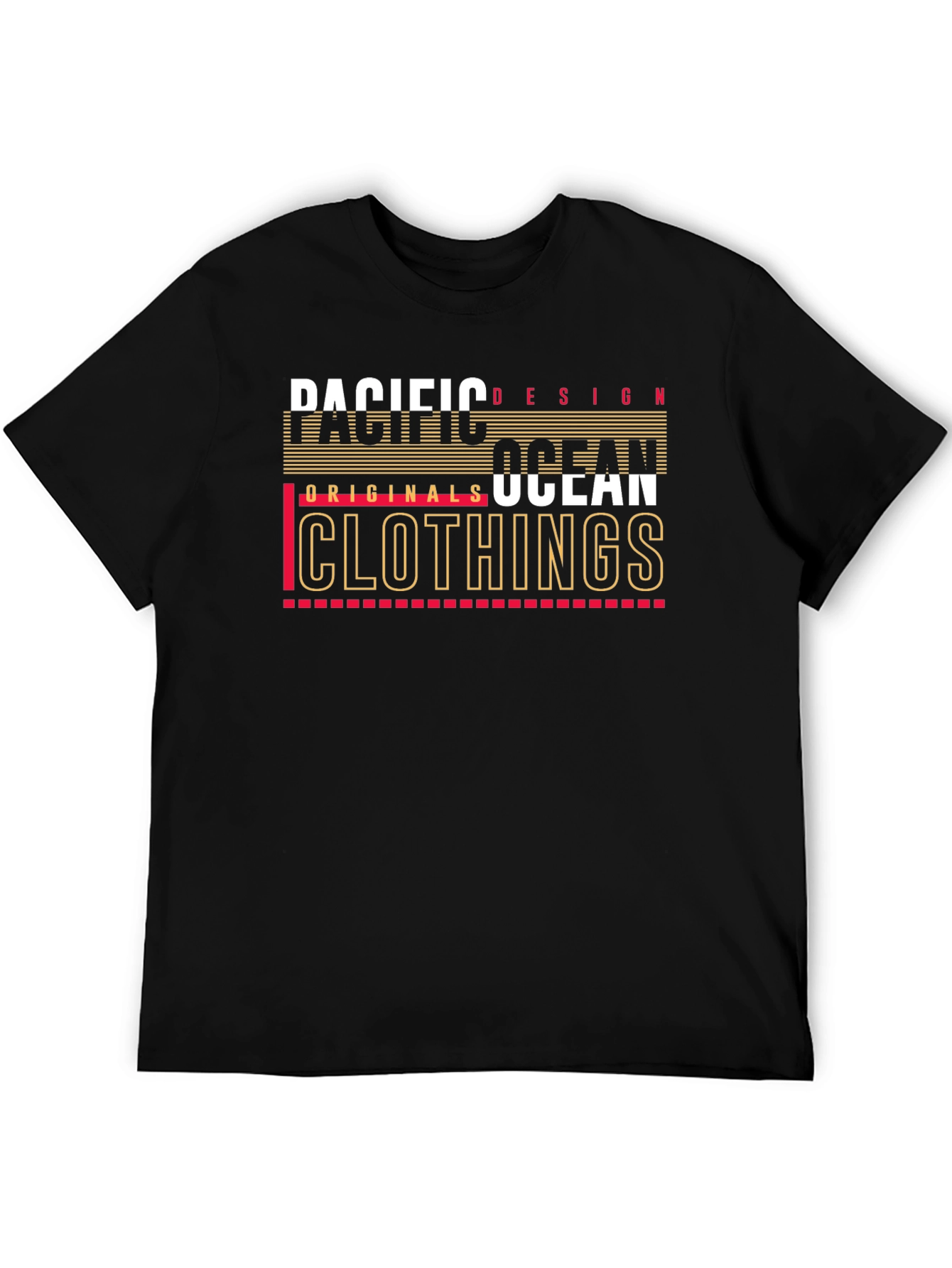 Pacific Ocean Design Black Graphic T-Shirt