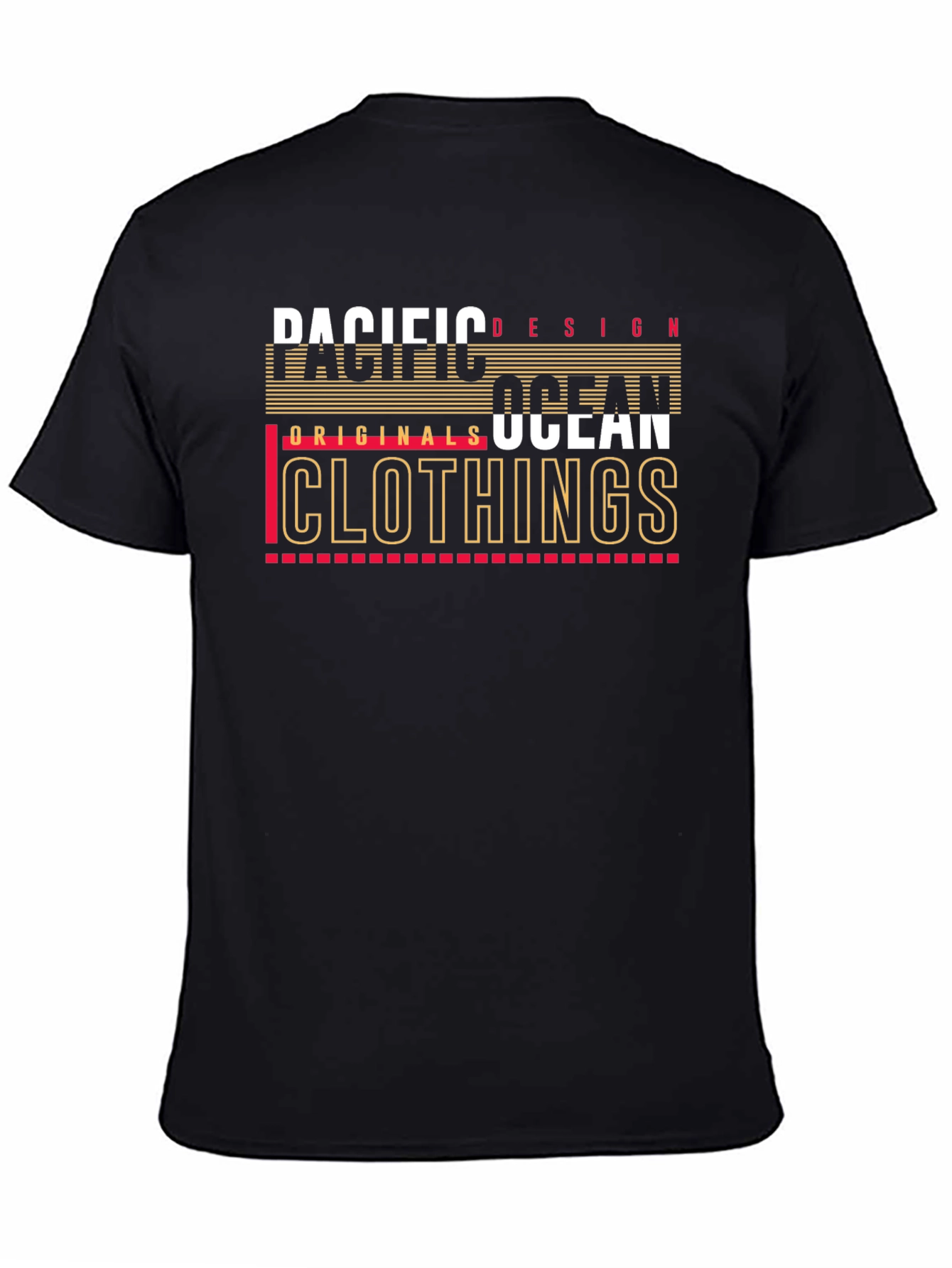 Pacific Ocean Design Black Graphic T-Shirt