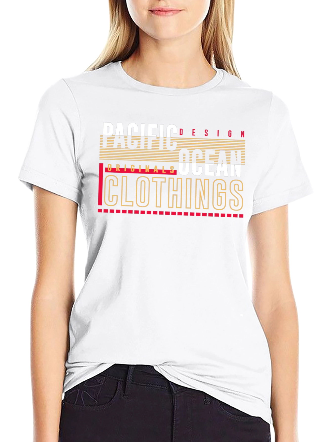 Pacific Ocean Design Black Graphic T-Shirt