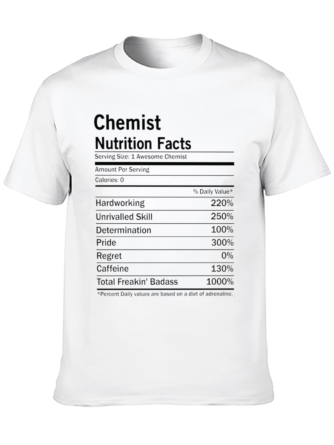 Chemist Nutrition Facts Graphic T-Shirt