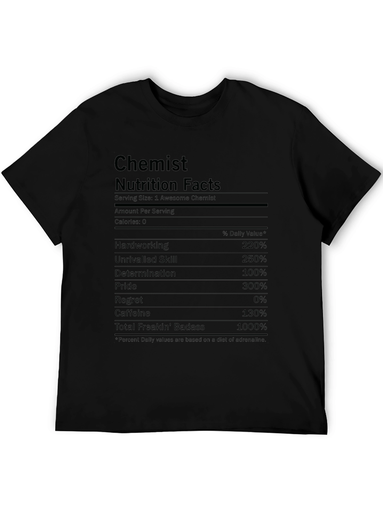 Chemist Nutrition Facts Graphic T-Shirt