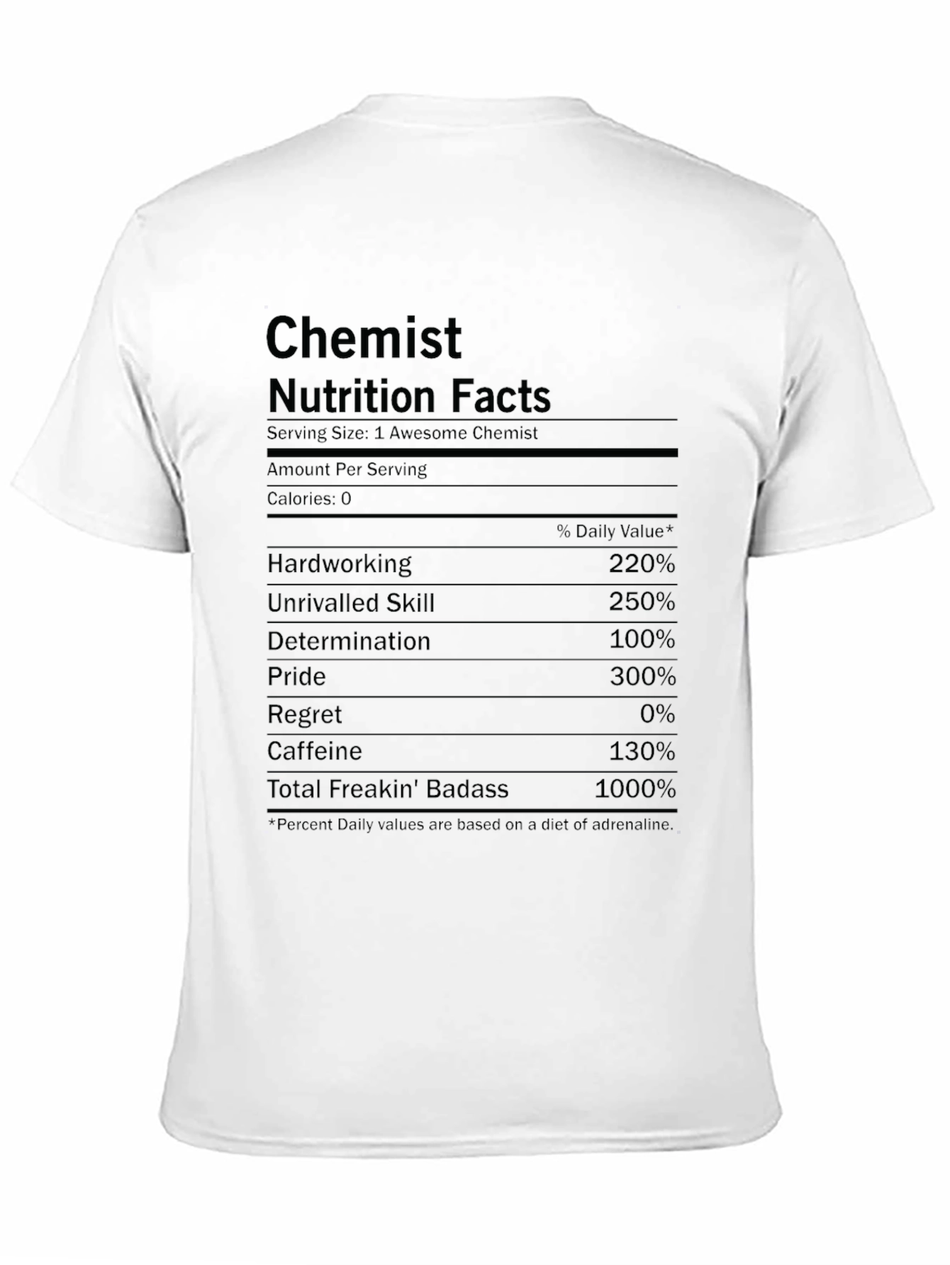 Chemist Nutrition Facts Graphic T-Shirt