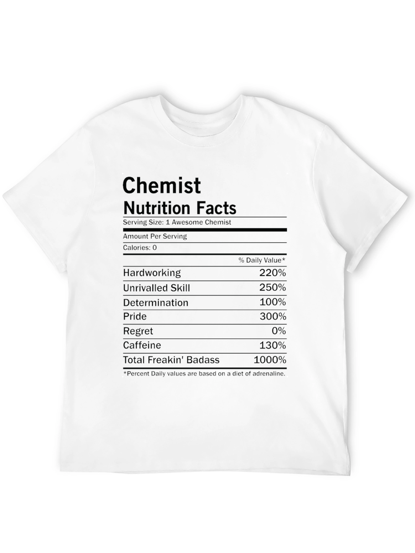 Chemist Nutrition Facts Graphic T-Shirt